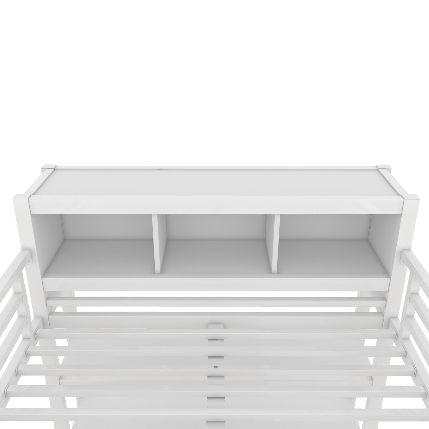 Metal Loft Bed with Wardrobe And L-shaped Desk, Full Size Loft Bed with Storage Cubes and Shelves, Heavy Duty Loft Bed for Kids Teens Adults, White image 12