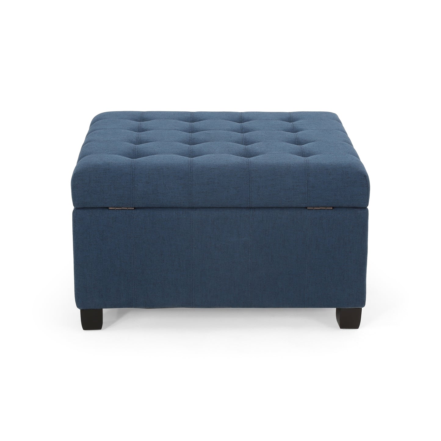 Upholstered Tufted Fabric Storage Ottoman, Navy Blue image 10
