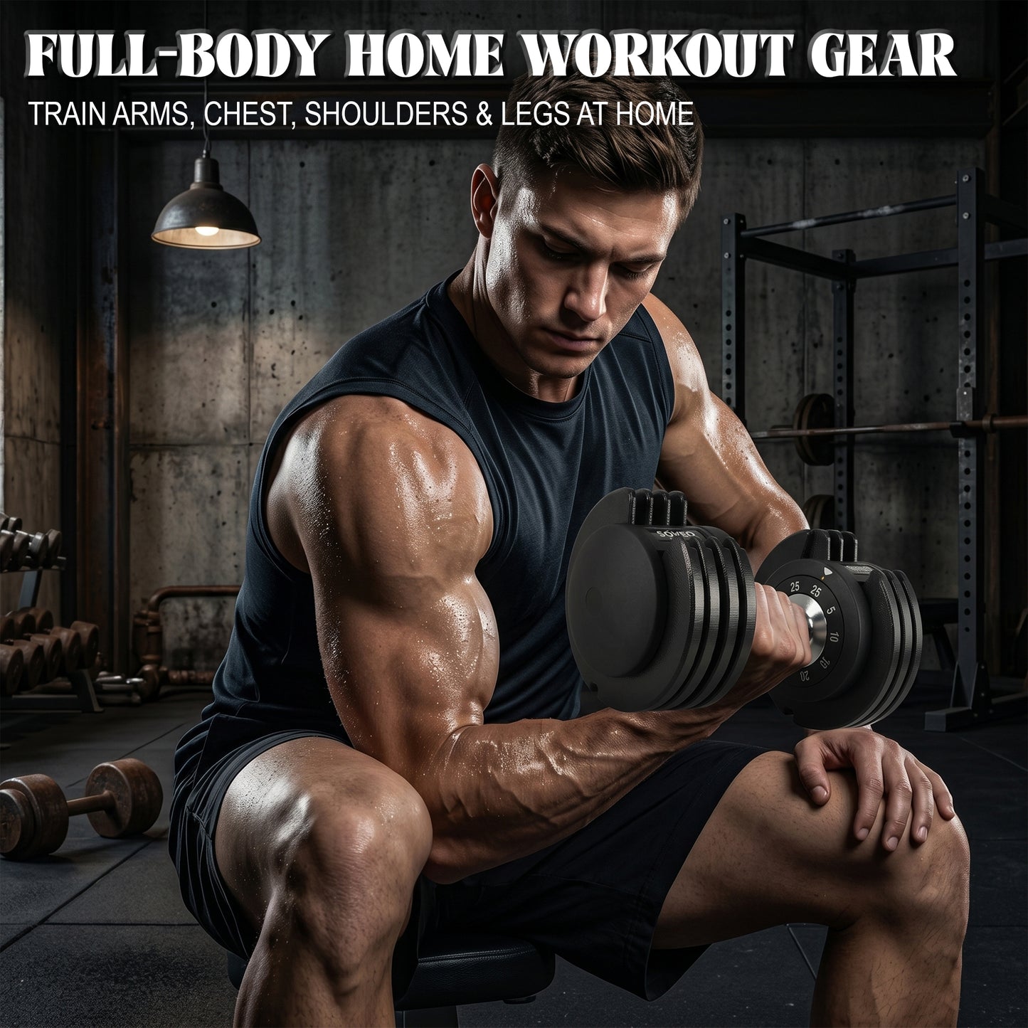 Adjustable Dumbbell Set, 10-in-1 25LB/55LB Adjustable Dumbbells with Lock System, Fast 1 Sec Adjustment, Non-Slip Grip & Storage Tray, Home Gym Workout Weights for Men Women image 12