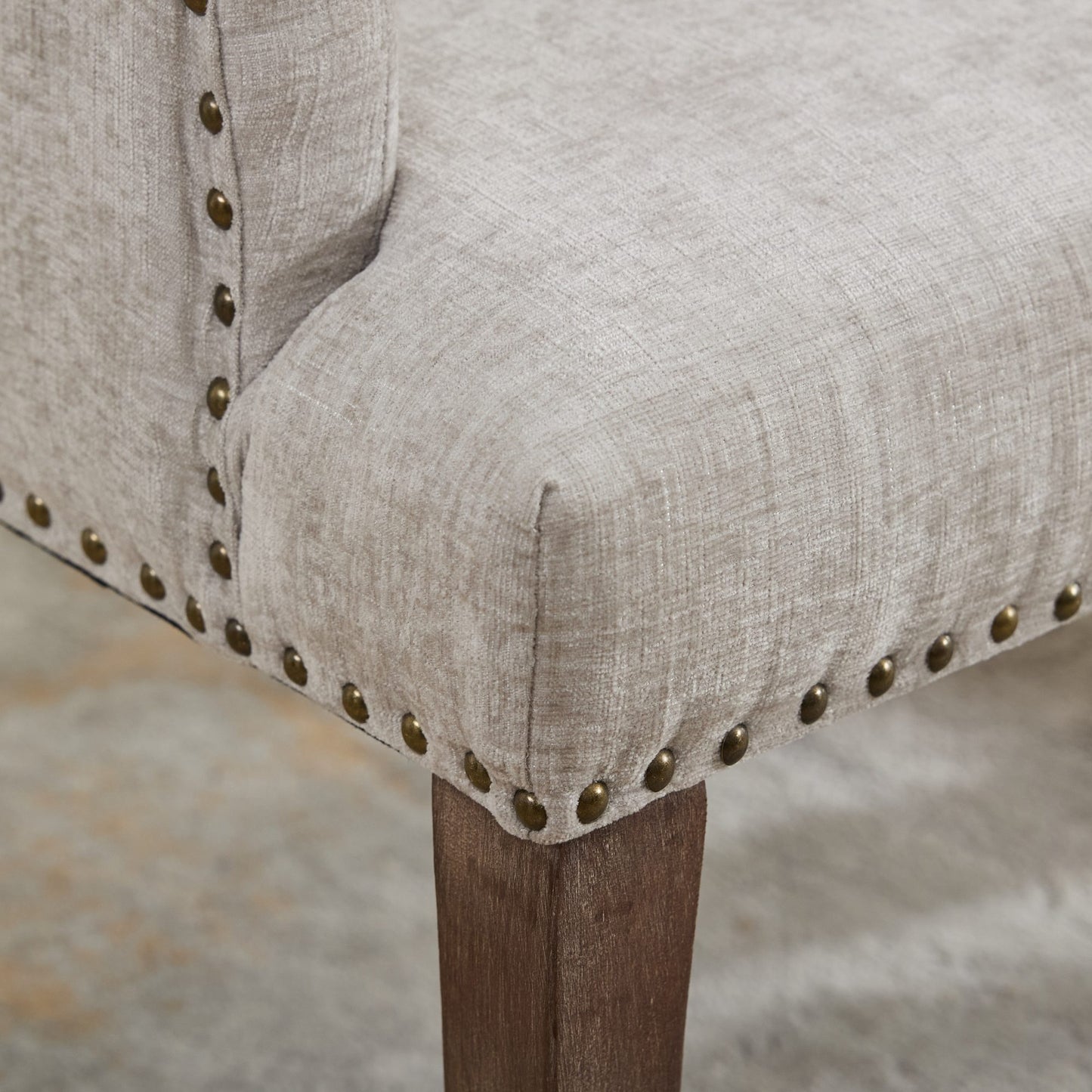 Upholstered Chenille Fabric Accent Dining Chair, Curved Solid Wood Legs, Elegant Tufted Club Dining Room Kitchen Room Arm Dining Chair, Single Pack,Beige,SW1895BG image 12