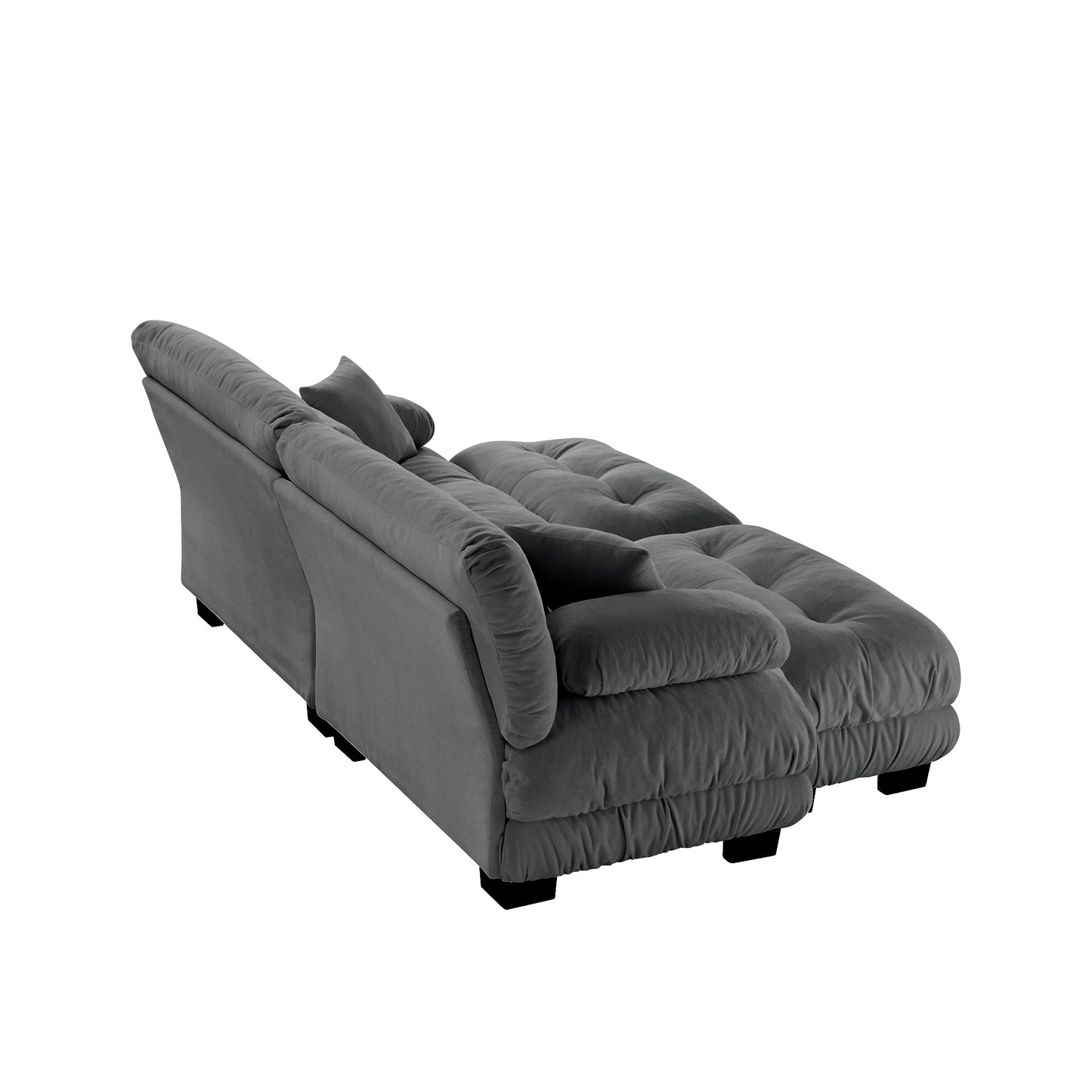 Cloud Couch Sleeper Sofa for Living Room, Chenille 2 Seater sofa with 2 Lumbar pillows and 2 throw pillows, Upholstered Wide Arm Sofa with 2 Ottomans,Chenille Gray image 12