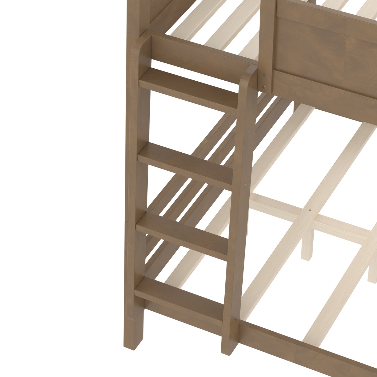 Queen Bunk Bed With Storage Shelf and Bookshelf,Wood Bunk Bed with Ladder and Guardrails,Detachable Design,Vintage brown image 12