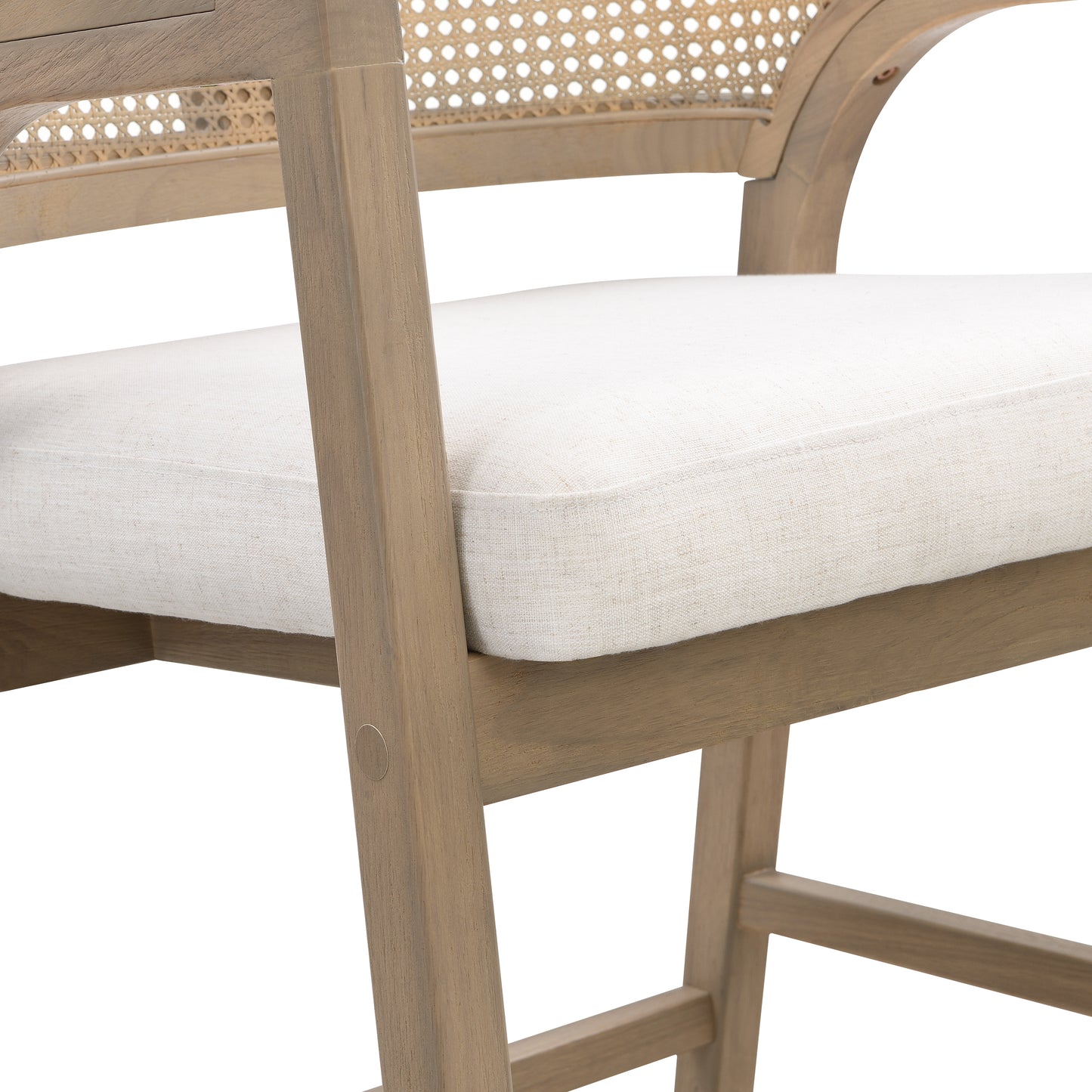 Wooden Frame Counter stool with rattan back-Light Ash-set of 2 image 11