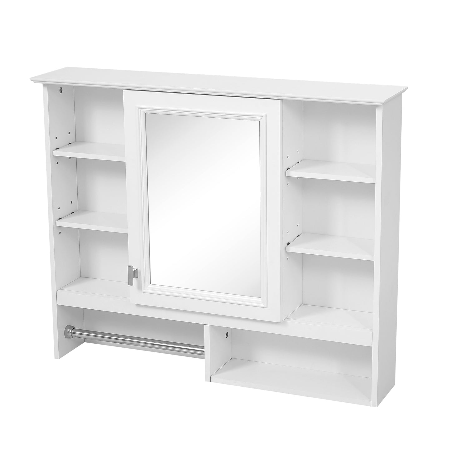 35 inch Wall-Mount 2-in-1 Mirror Cabinet with Adjustable Shelves, Soft-Closing Hinges, Open Shelves, for Bathroom Vanity, Living Room, Bedroom Storage Organizer image 12