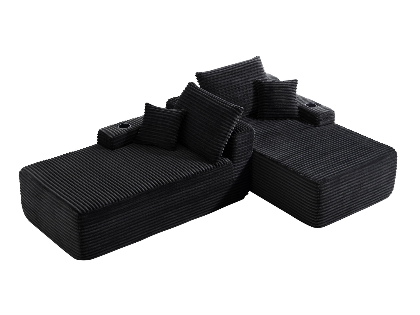 69" Cloud Sectional Couch, L-Shape Chaise with R-Shape Chaise with Deep Seat and Comfortable 2 Seater Couch for Modern Living Room,(Plush Fabric),Black image 10