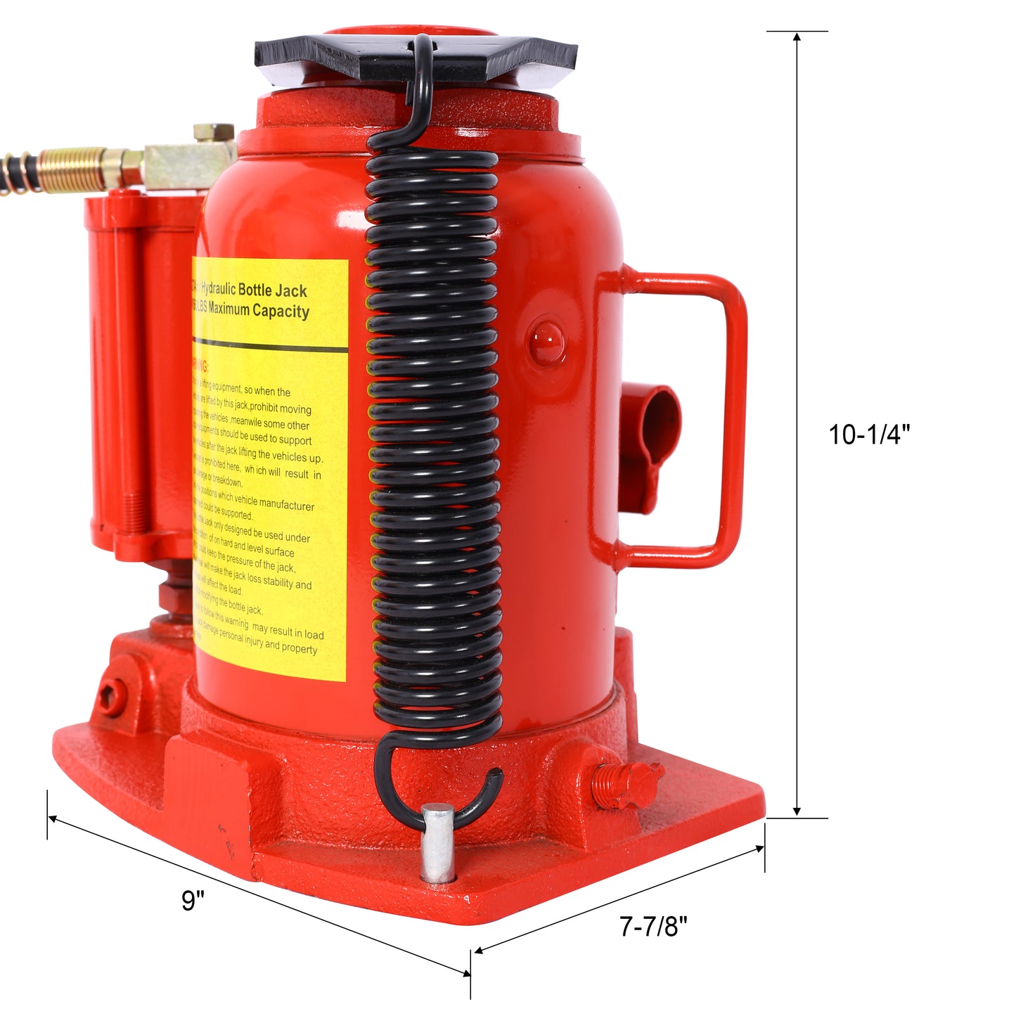 Air Hydraulic Bottle Jack, 32 Ton/70550LBS LBS All Welded Bottle Jack, 10-16.3 inch Lifting Range, Manual Handle and Air Pump, for Car, Pickup, Truck, RV, Auto Repair, Industrial Engineering,Red image 12