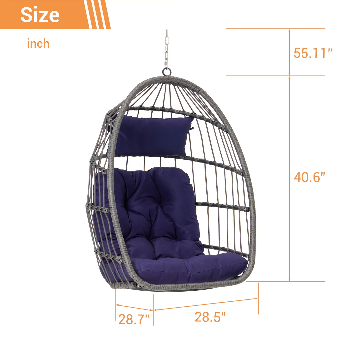 Outdoor Garden Rattan Egg Swing Chair Hanging Chair PE Hang Chair image 12