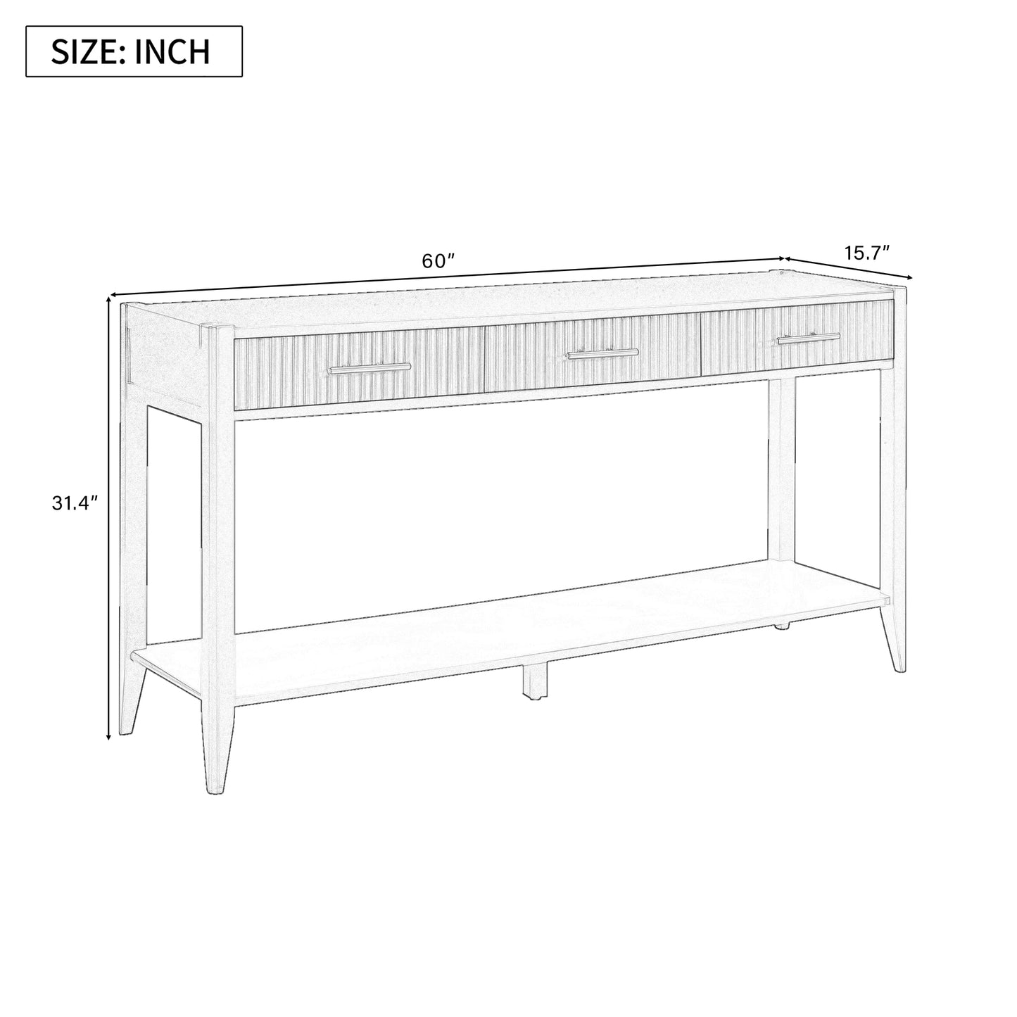 U_STYLE 60" Painted Console Table with 3 Drawers,Wooden Entryway Table with Storage Shelf, Farmhouse Sofa Table for Living Room, Hallway,Entryway, Foyer, Corridor(Beige) image 9