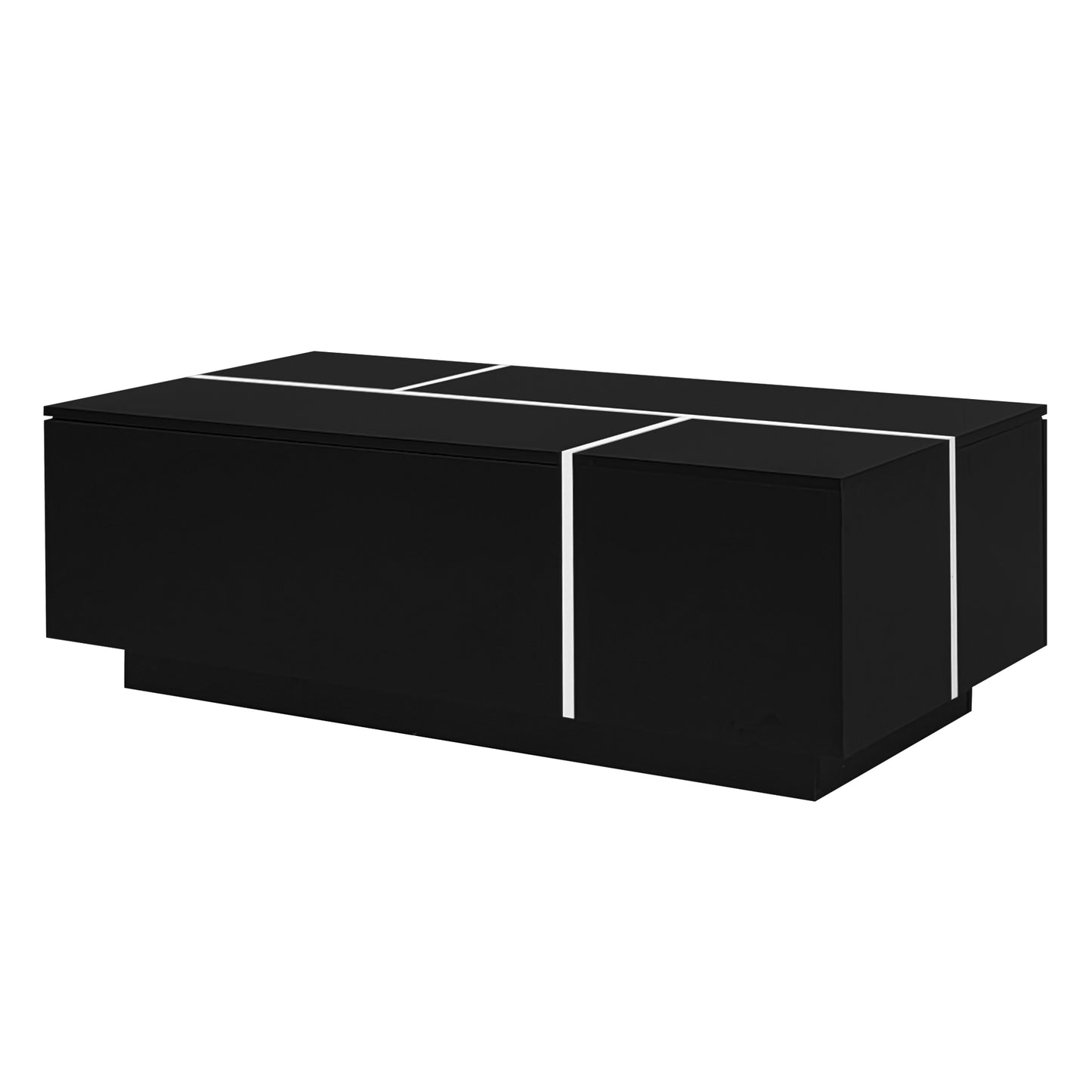 U-Can 47.2''-72.7'' Extendable Coffee Table, Multi-Functional Coffee Table with High-Gloss Finish, Coffee Table with 2 Hidden Storage Space and 2 Drawers for Living Room image 12