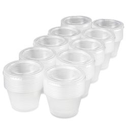 100-pack of 4 oz clear plastic condiment dishes for restaurants and catering