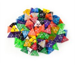 100+ Pack of Random D4 Polyhedral Dice in Multiple Colors image 1