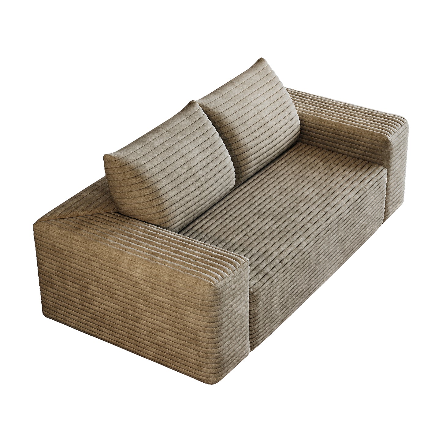 63" 2Setaser Sofa,Corduroy Fabric,Deep Seat Couches,Comfy Loveseat Sofa,No Assembly,1pcs for Living room, Bedroom,Conference room,Apartment,Camel image 12
