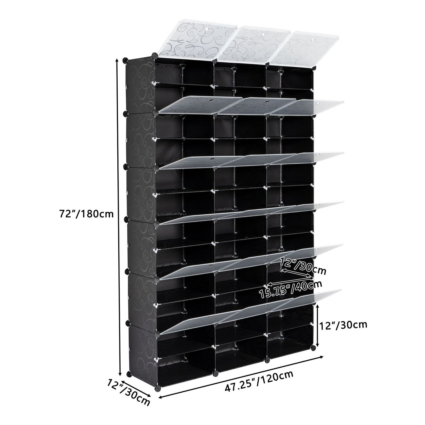 12-Tier Portable 72 Pair Shoe Rack Organizer 36 Grids Tower Shelf Storage Cabinet Stand Expandable for Heels, Boots, Sli image 13