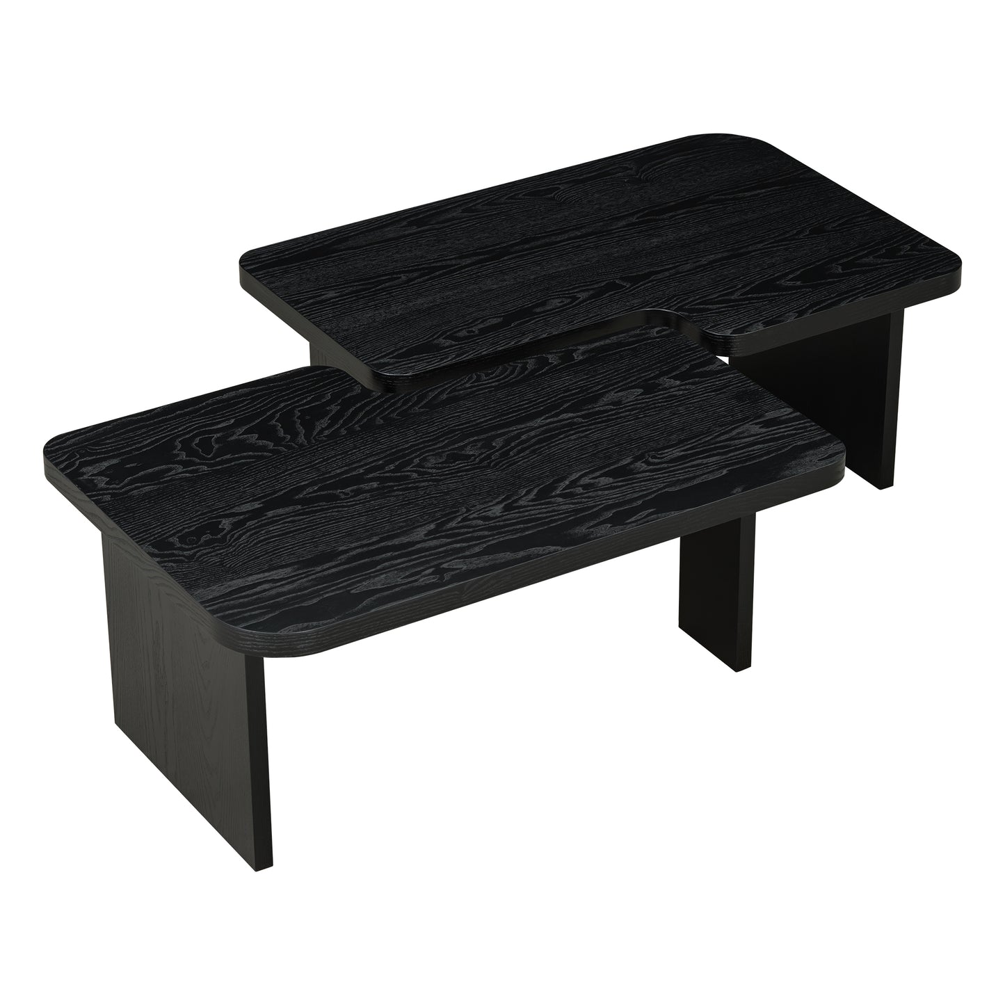 U-Can Modern Minimalist Coffee Table Set, Rectangle Coffee Table with Splicing Design, Multifunctional Combination Table for Living Room image 12
