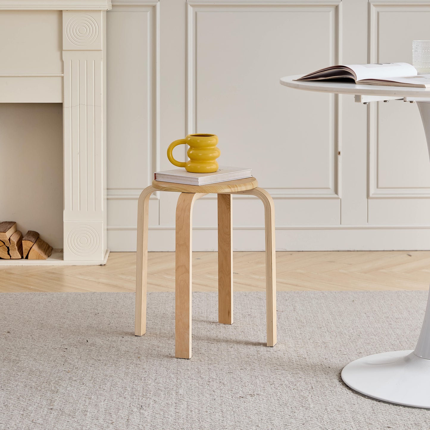 Set of 4 Stackable Stools, Stackable Bentwood Stools, Round Backless Chairs for Dining Room, Kitchen, Classroom image 7
