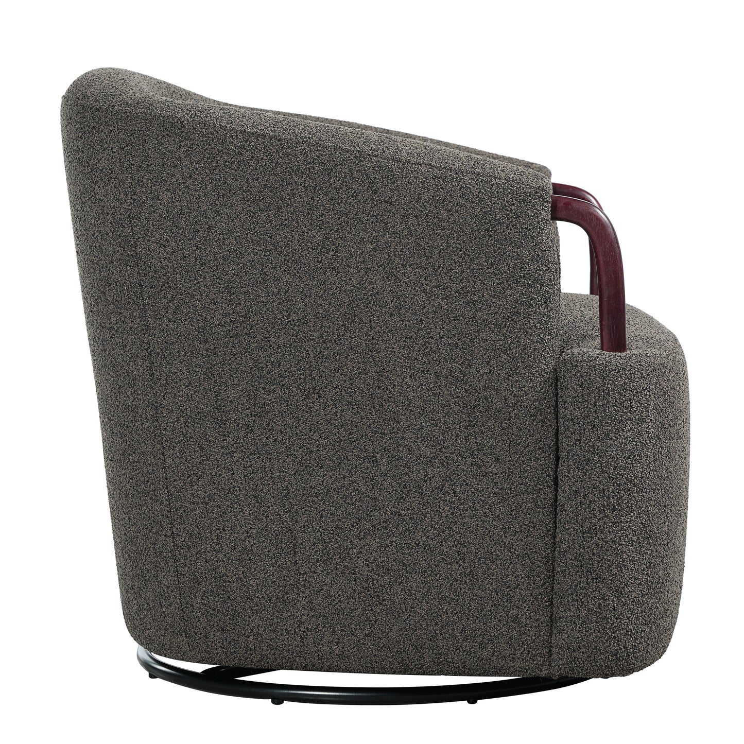 30" Modern Boucle Swivel Barrel Chair with Solid Wood Accents, Soft Durable Upholstery & 360° Swivel Base, Ideal for Living Room, Bedroom, or Office image 12