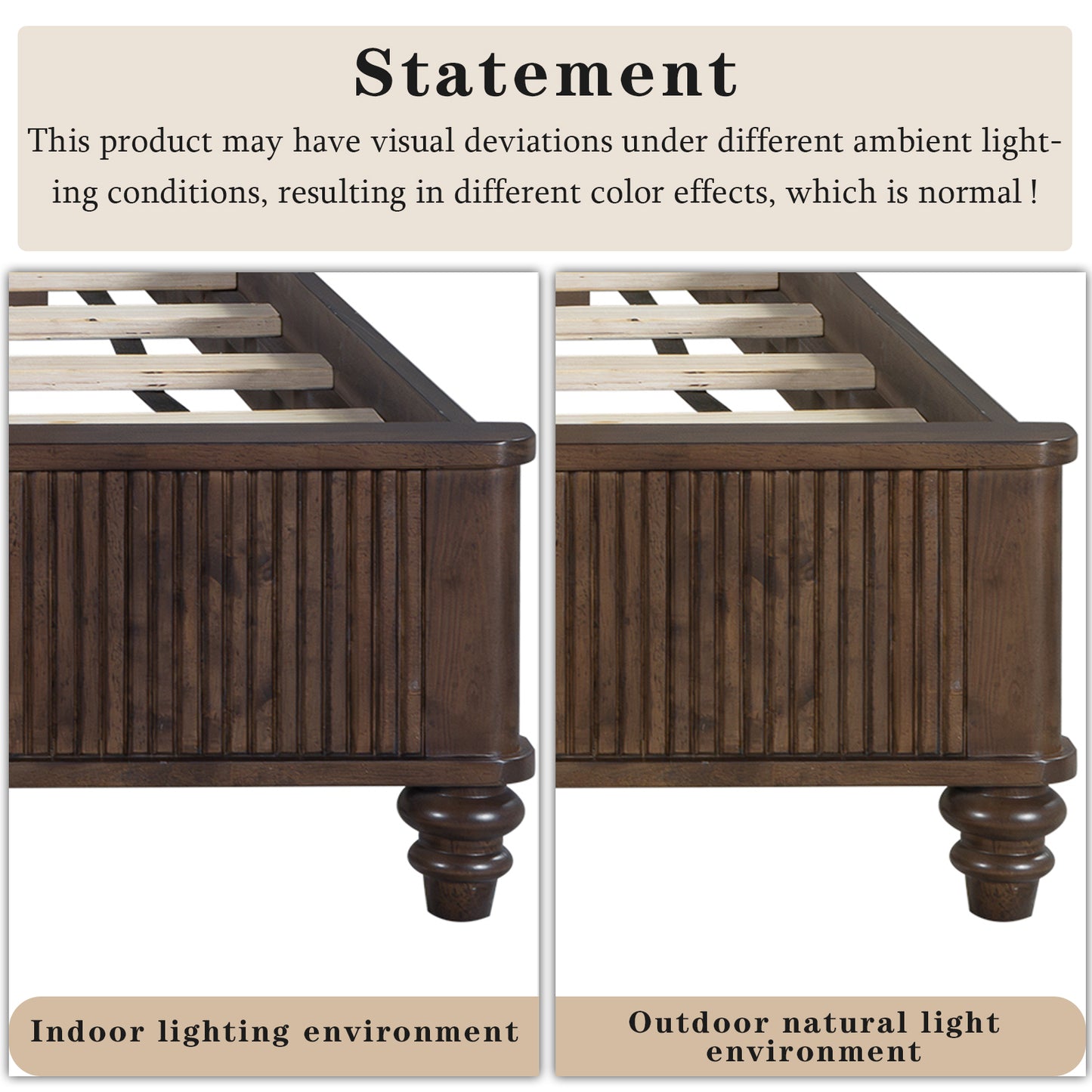 Queen Size Solid Wood Bed Accessories Package, Including part 1, part 9, and part 8.Walnut image 5