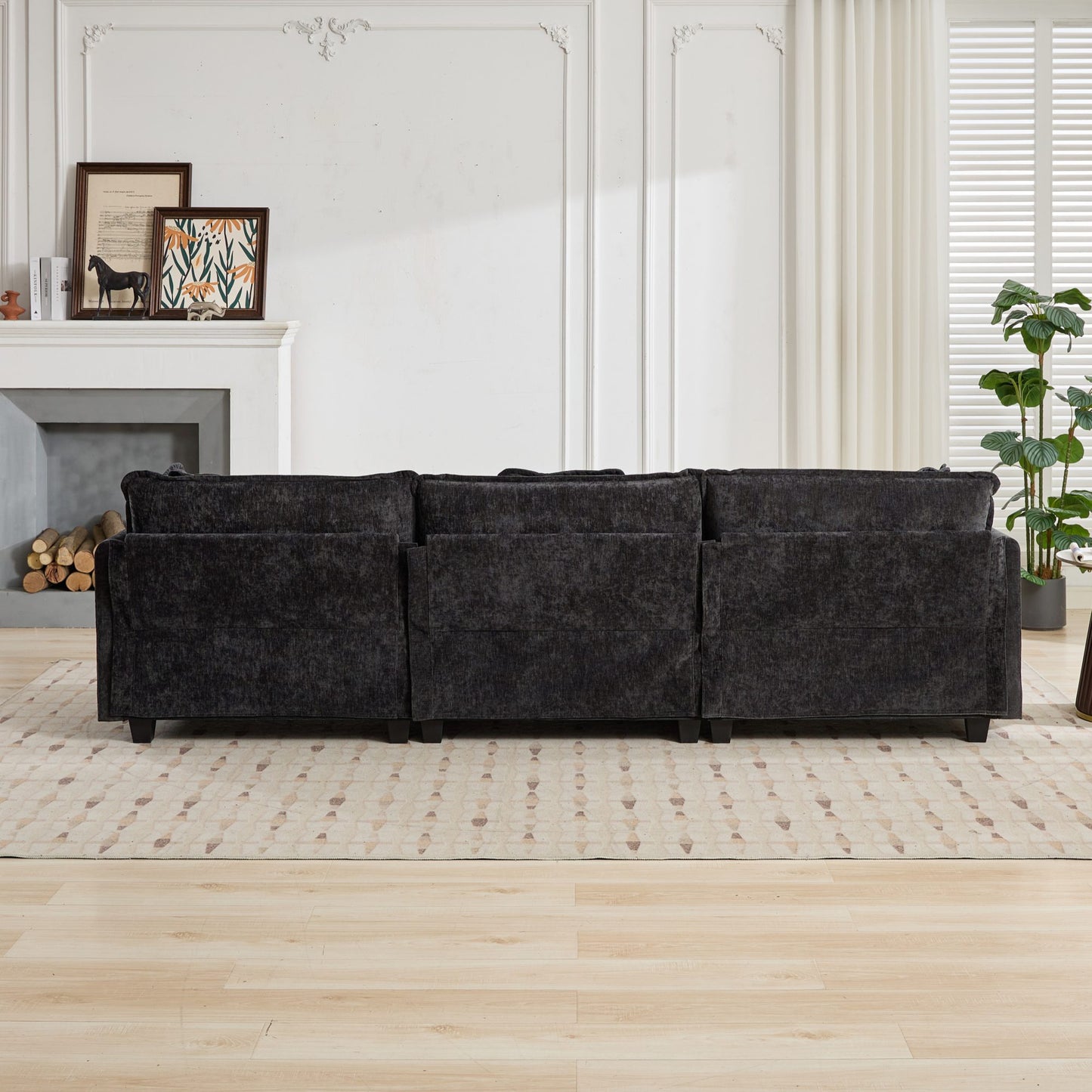 Cloud Sofa Armrests only, Modern Sectional Couch, for Living Room Bedroom and Apartment, Comfy Double Layer Upholstered Seat Cushion, Breathable Chenille Fabric, Black image 6