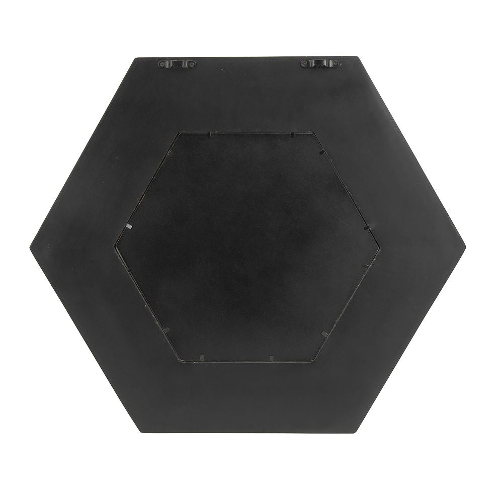 18.5" x 18.5" Hexagon Mirror with Solid Wood Frame, Wall Decor for Living Room Bathroom Hallway, Black image 13