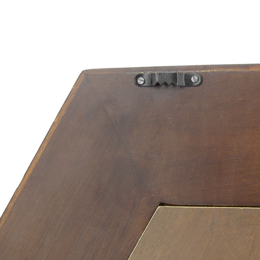18.5" x 18.5" Hexagon Mirror with Solid Wood Frame, Wall Decor for Living Room Bathroom Hallway, Dark Brown image 13