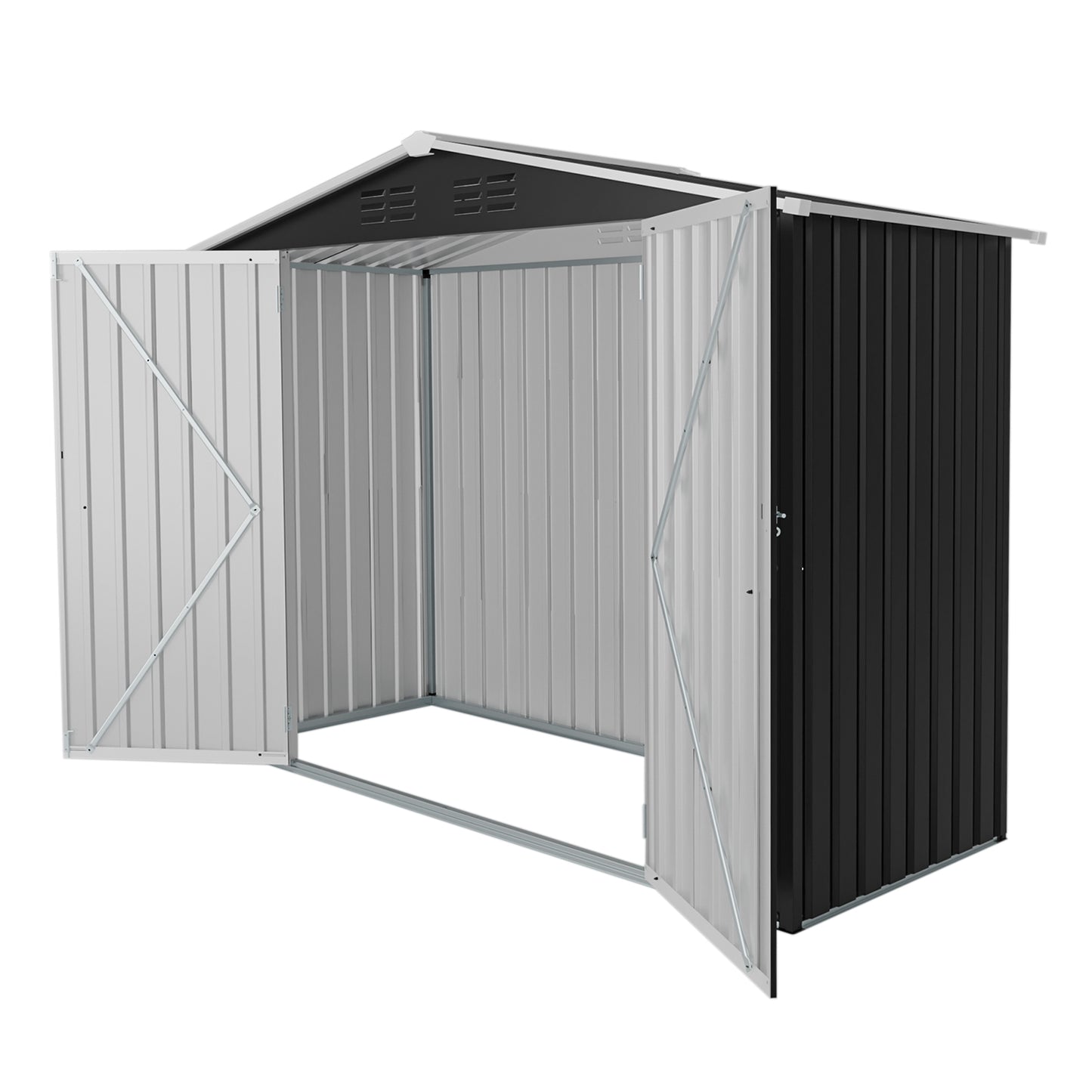 8ft x 4ft Outdoor Metal Storage Shed with Lockable Latch for Backyard, Patio, Lawn,Black(7.81*3.64 FT) image 9