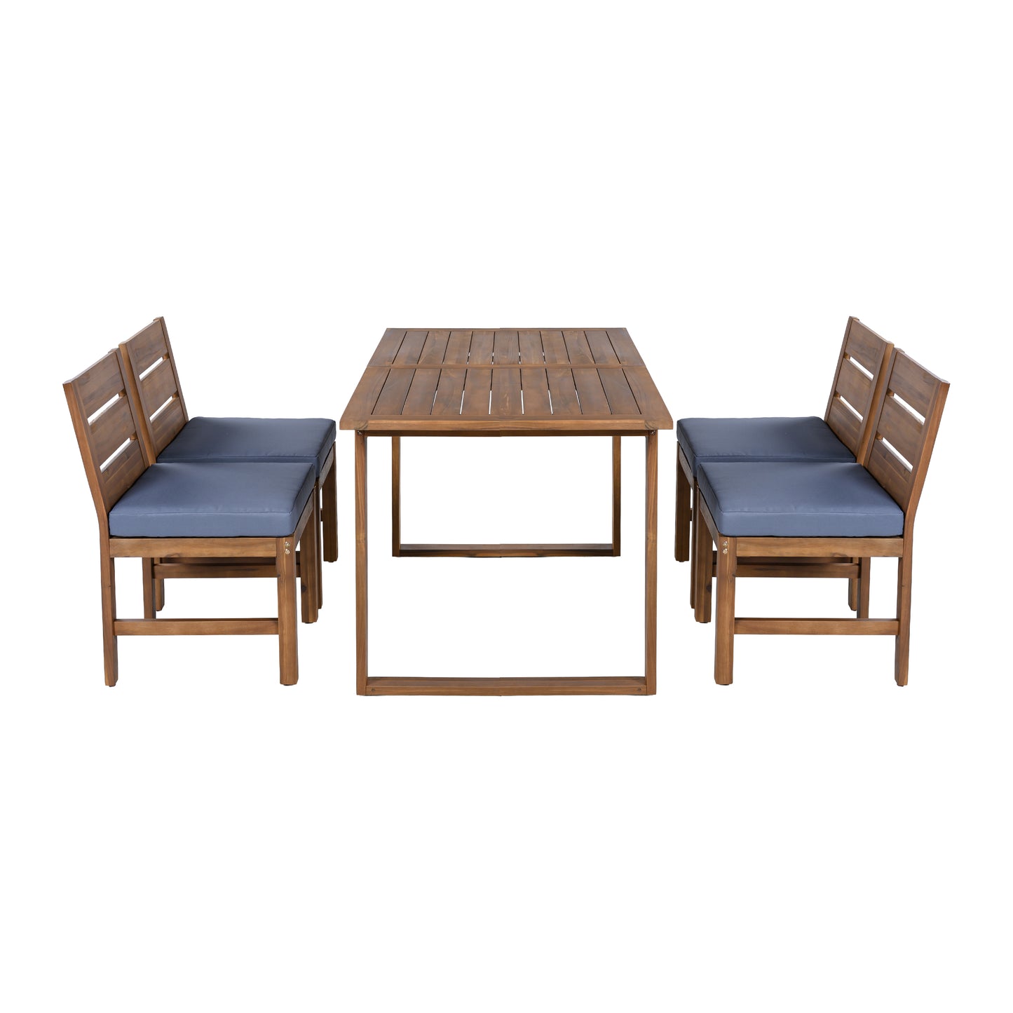 U_STYLE Farmhouse 5-Piece Outdoor Patio Dining Set with Adjustable Legs,Acacia Wood Dinning Set for 4,Suitable for Backyard, Garden, or Deck image 12