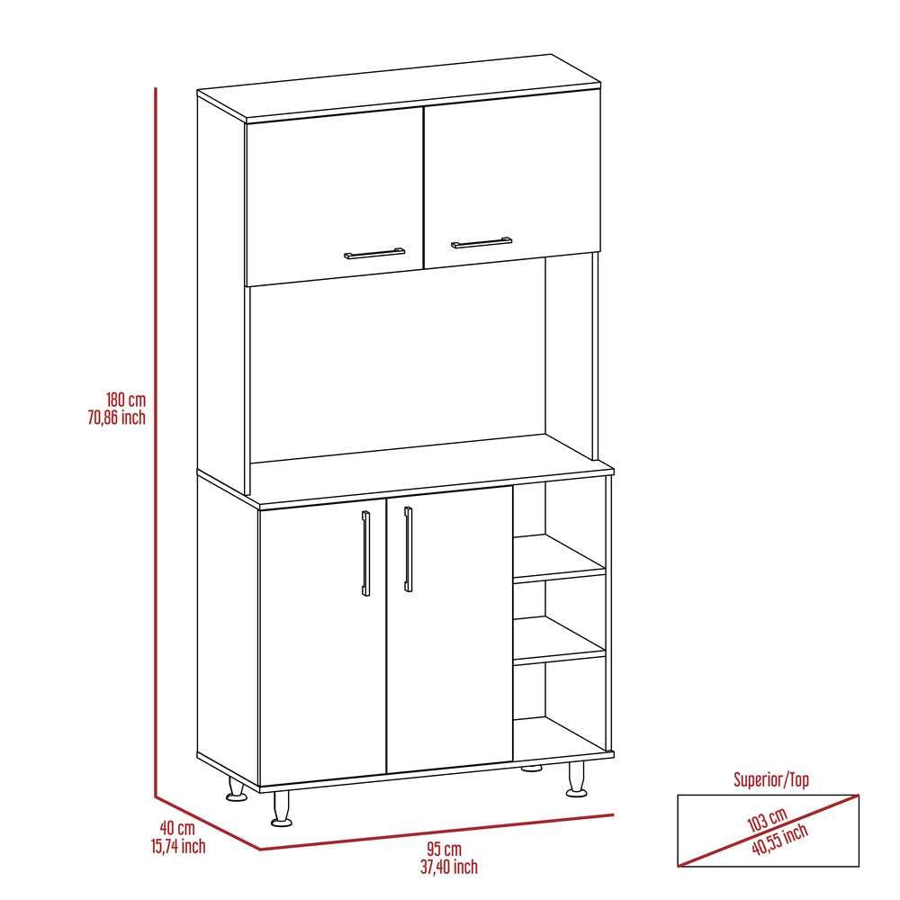 2 Piece Kitchen Set, Syros Kitchen Island Cart + Malta Kitchen Pantry Cabinet, White / Light Oak image 9