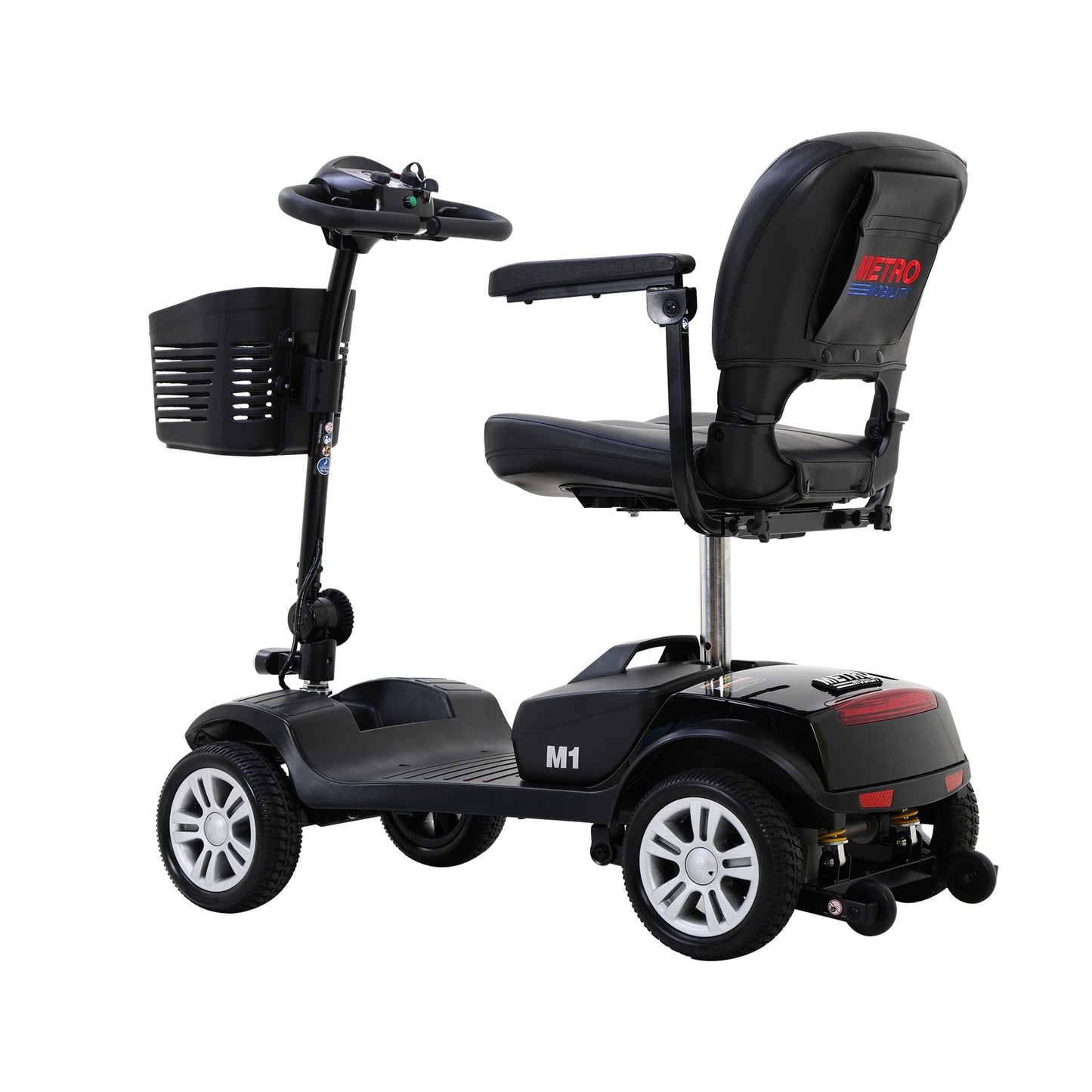Four wheels Compact Travel Mobility Scooter with 300W Motor for Adult-300lbs, Gloss Black image 12