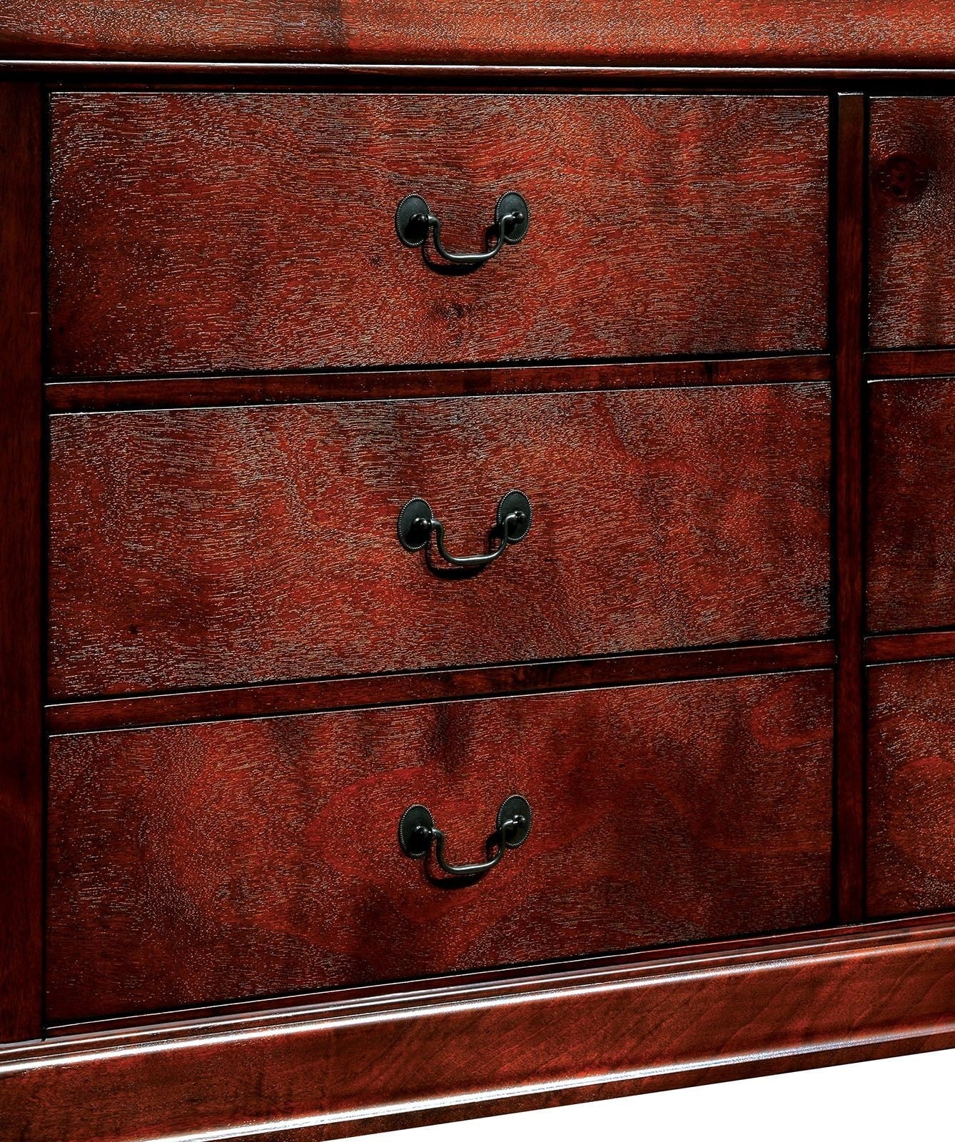1pc Nightstand Cherry Finish Louis Philippe Solid wood English Dovetail Construction Antique Nickle Hanging Pulls image 9