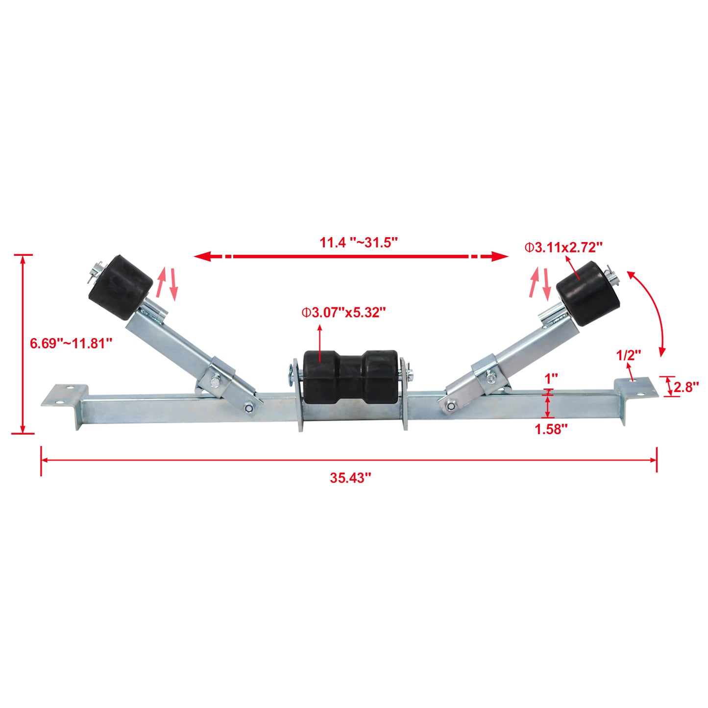 Boat Trailer Bottom Support Bracket with Keel Rollers capacity 1102lb image 8