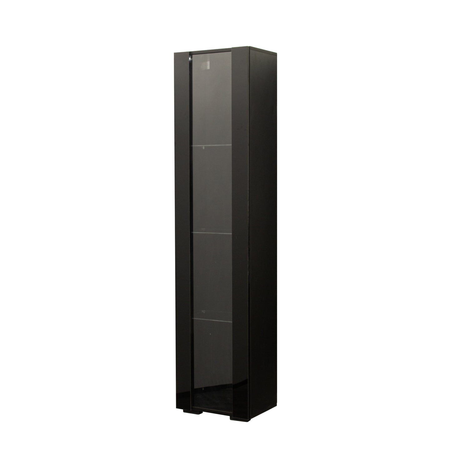 Black side cabinet with aluminum strip lamp,With large storage space image 12