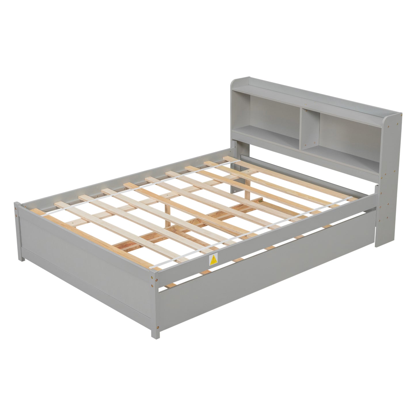 Full Size Bed with Trundle and Bookcase Headboard,Grey (Old Sku W50446123) image 12