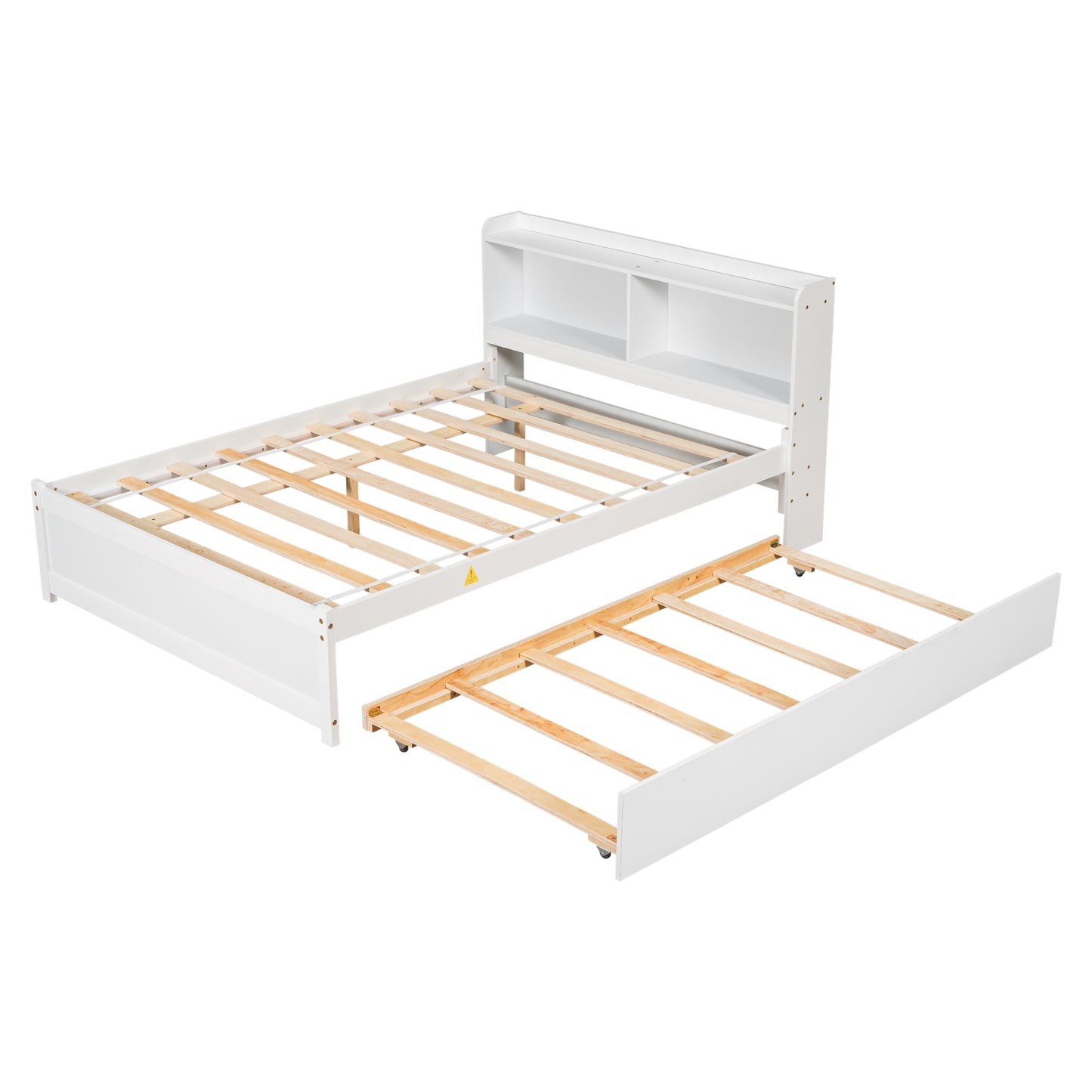 Full Size Bed with Trundle and Bookcase Headboard,White (Old Sku W50446124) image 12
