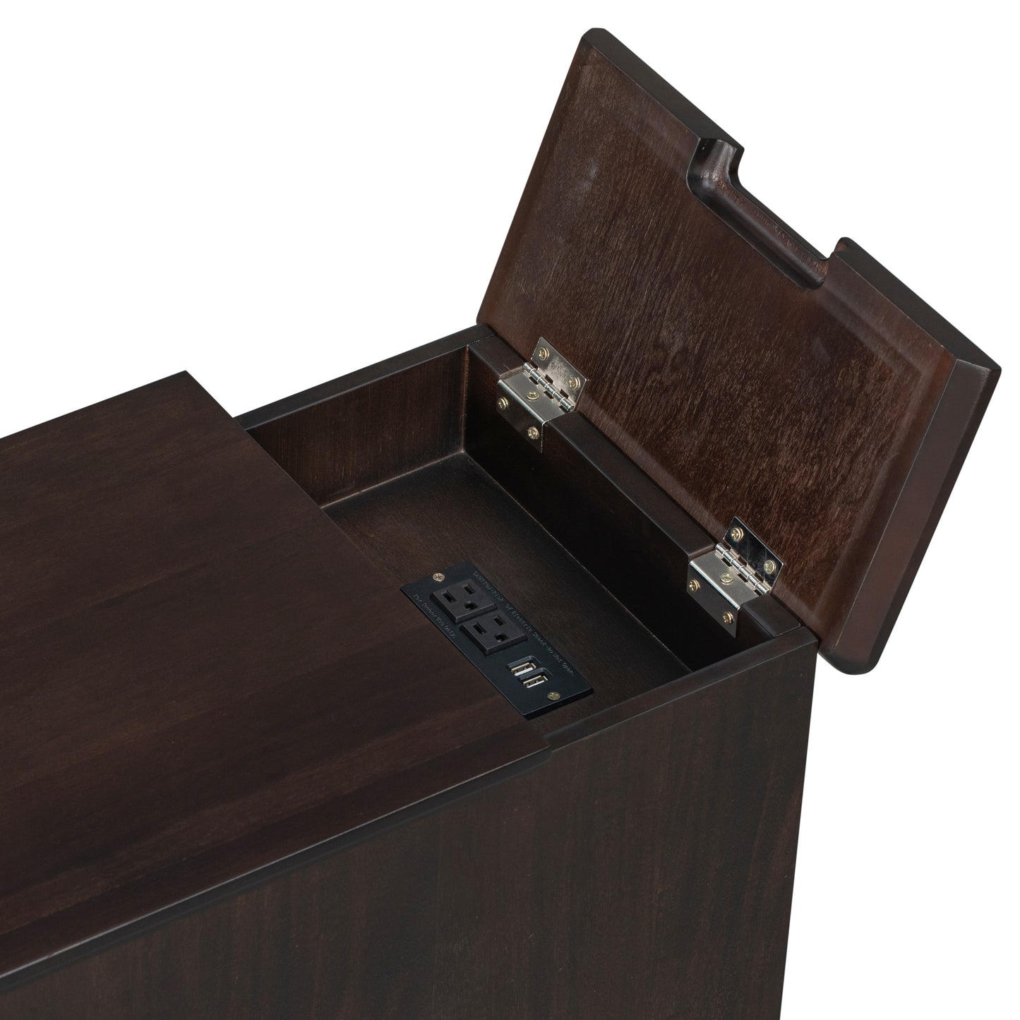 U-Can Classic Vintage Livingroom End Table Side Table with USB Ports and One Multifunctional Drawer with cup holders, Antique Espresso (Old SKU: WF296294AAP) image 12
