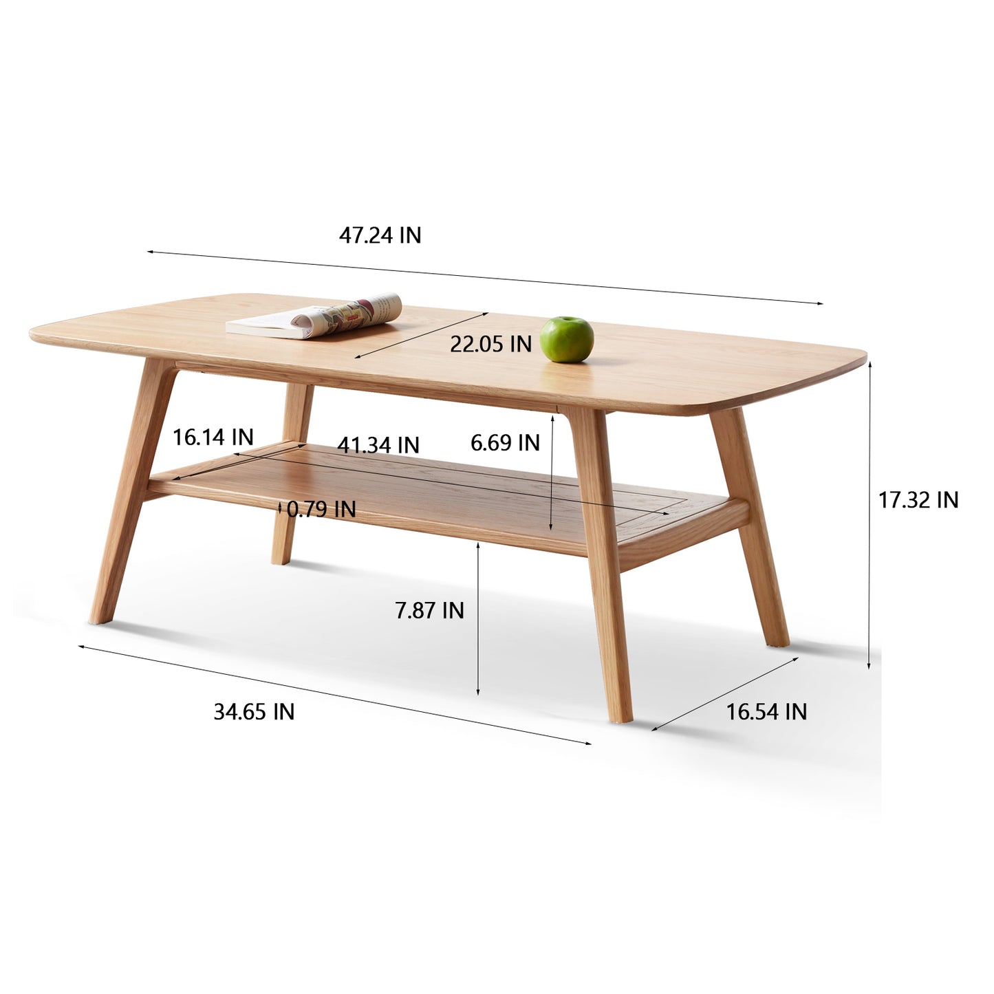 Center table Low Table 100% solid wood Top plate Desk Coffee table Width 120 x Depth 56 x Height 44 cm Study desk Work from home Easy to assemble Natural wood with storage shelf Natural writing desk image 9