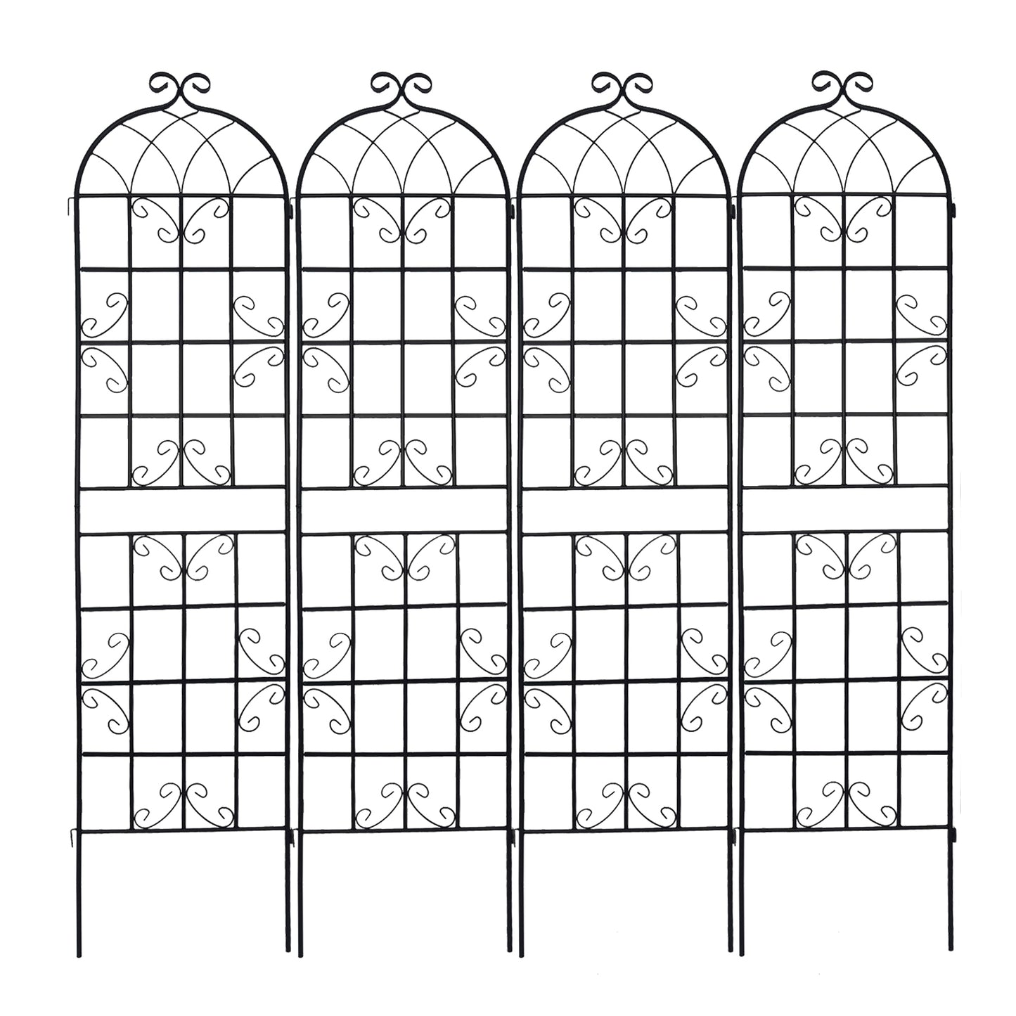 4 Pack Metal Garden Trellis 86.7" x 19.7" Rustproof Trellis for Climbing Plants Outdoor Flower Support Black image 11