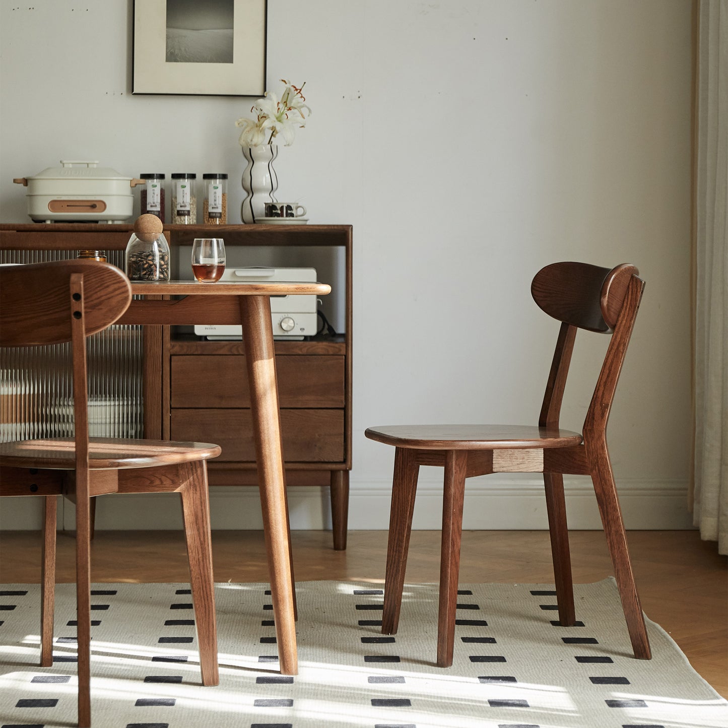 (Set of 2 pcs) Dining chair wooden FAS grade oak natural wood made in North America 100% dirt-free wood chair solid chair table chair wooden living room chair simple and natural 46.5 * 54 * 80cm image 12