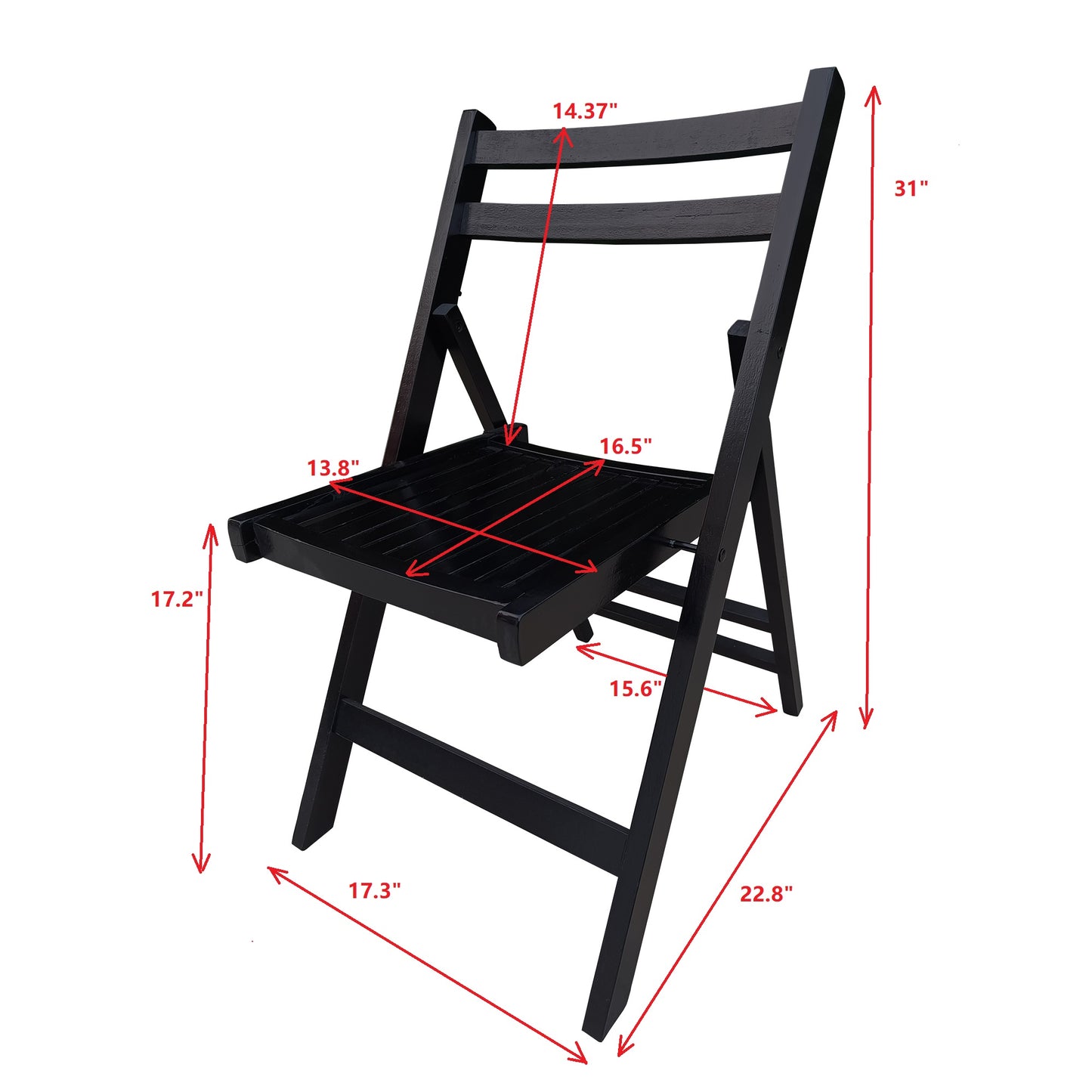 Furniture Slatted Wood Folding Special Event Chair - black, Set of 4, FOLDING CHAIR, FOLDABLE STYLE image 12