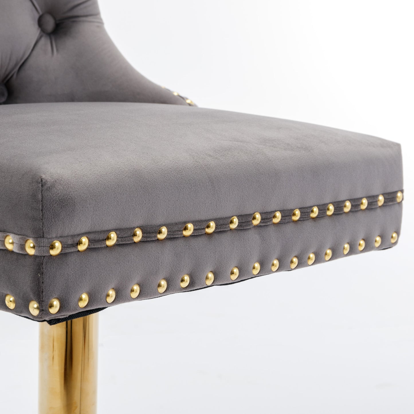 A&A Furniture,Thick Golden Swivel Velvet Barstools Adjusatble Seat Height from 25-33 Inch, Modern Upholstered Bar Stools with Backs Comfortable Tufted for Home Pub and Kitchen Island (Gray,Set of 2) image 12