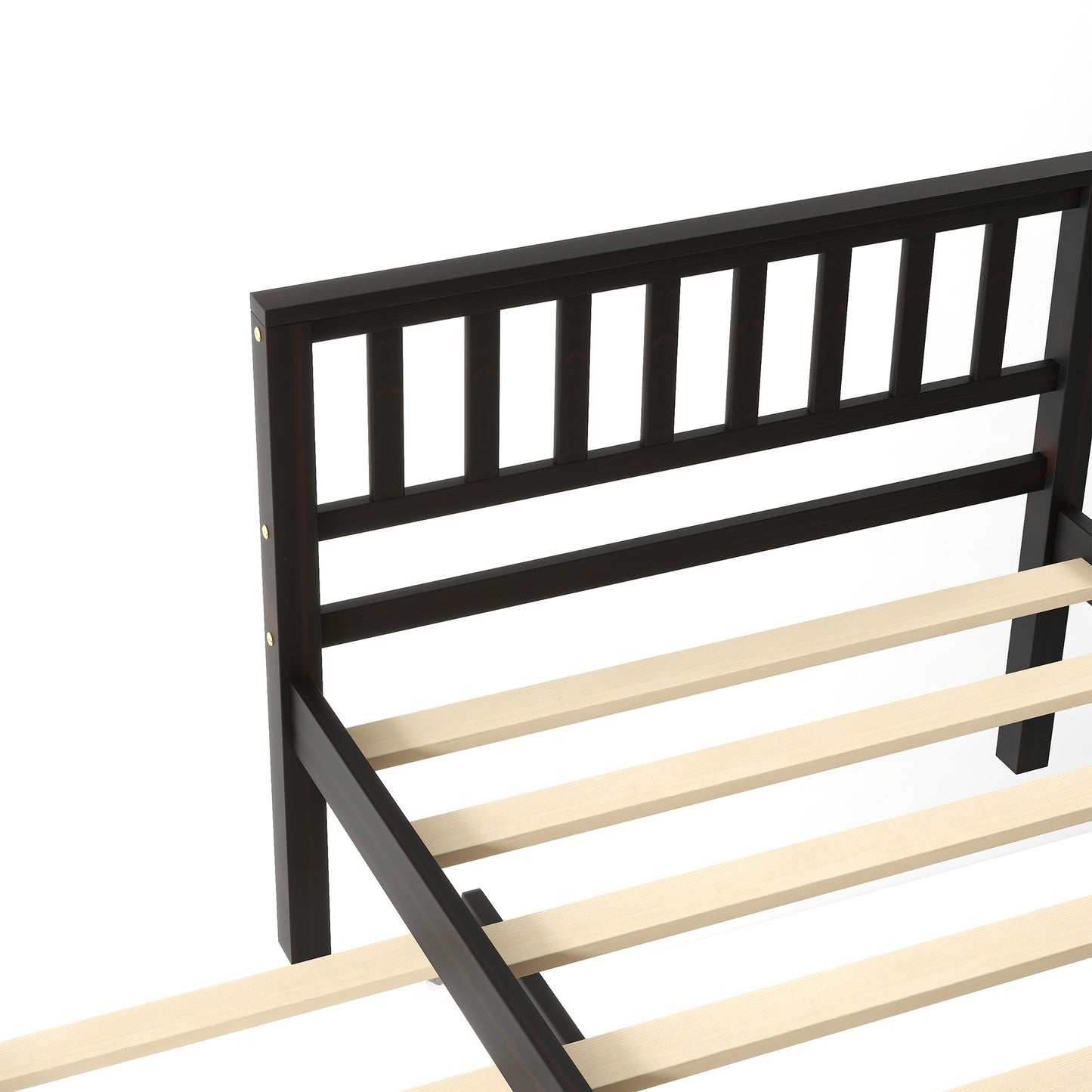 Twin Bed with Trundle, Platform Bed Frame with Headboard and Footboard, for Bedroom Small Living Space,No Box Spring Needed,Espresso image 12