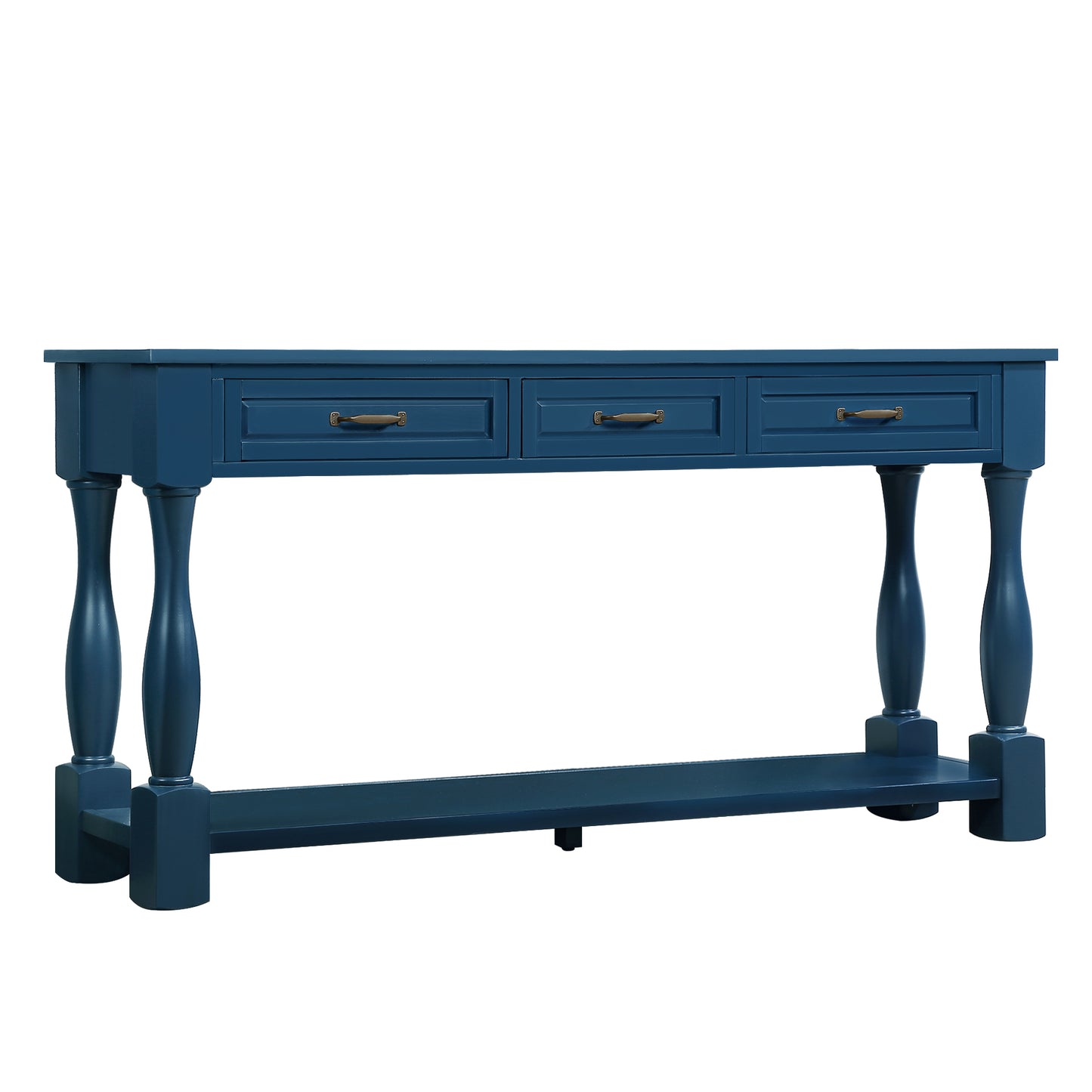 63inch Long Wood Console Table with 3 Drawers and 1 Bottom Shelf for Entryway Hallway Easy Assembly Extra-thick Sofa Table(Navy Blue) image 12
