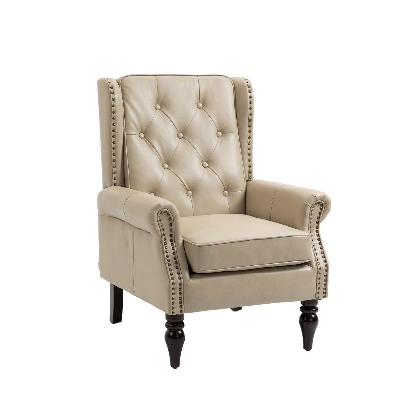 Wood Frame Armchair, Modern Accent Chair Lounge Chair with Sturdy Wood Legs for Living Room Bedroom (Camel PU) image 12