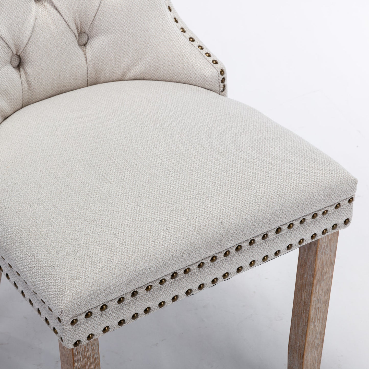 Nikki Collection Modern, High-end Tufted Solid Wood Contemporary Flax Upholstered Dining Chair with Wood Legs Nailhead Trim 2-Pcs Set,Gray, SW6801BG image 12