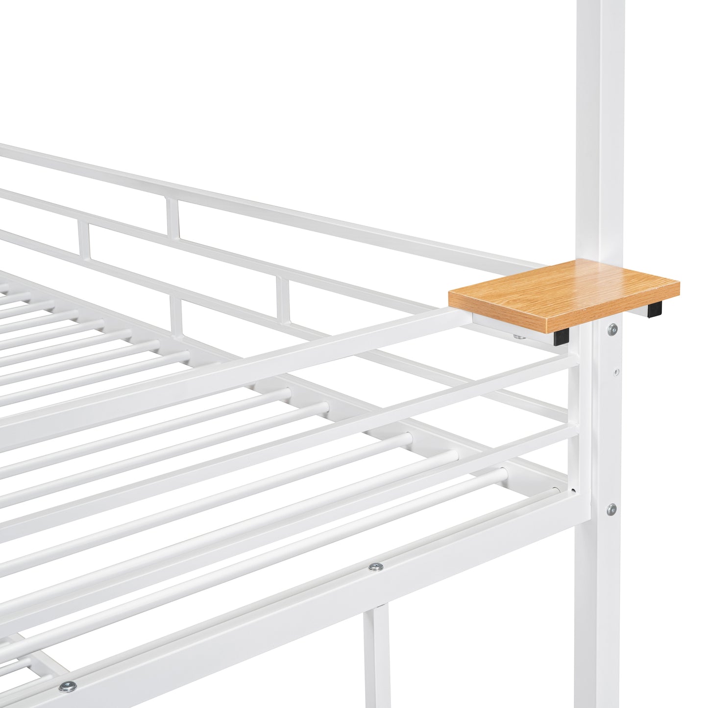 Twin Over Twin Metal Bunk Bed, Metal Housebed with Slide and Storage Stair, White with White Slide(OLD SKU: SF000195AAK) image 12