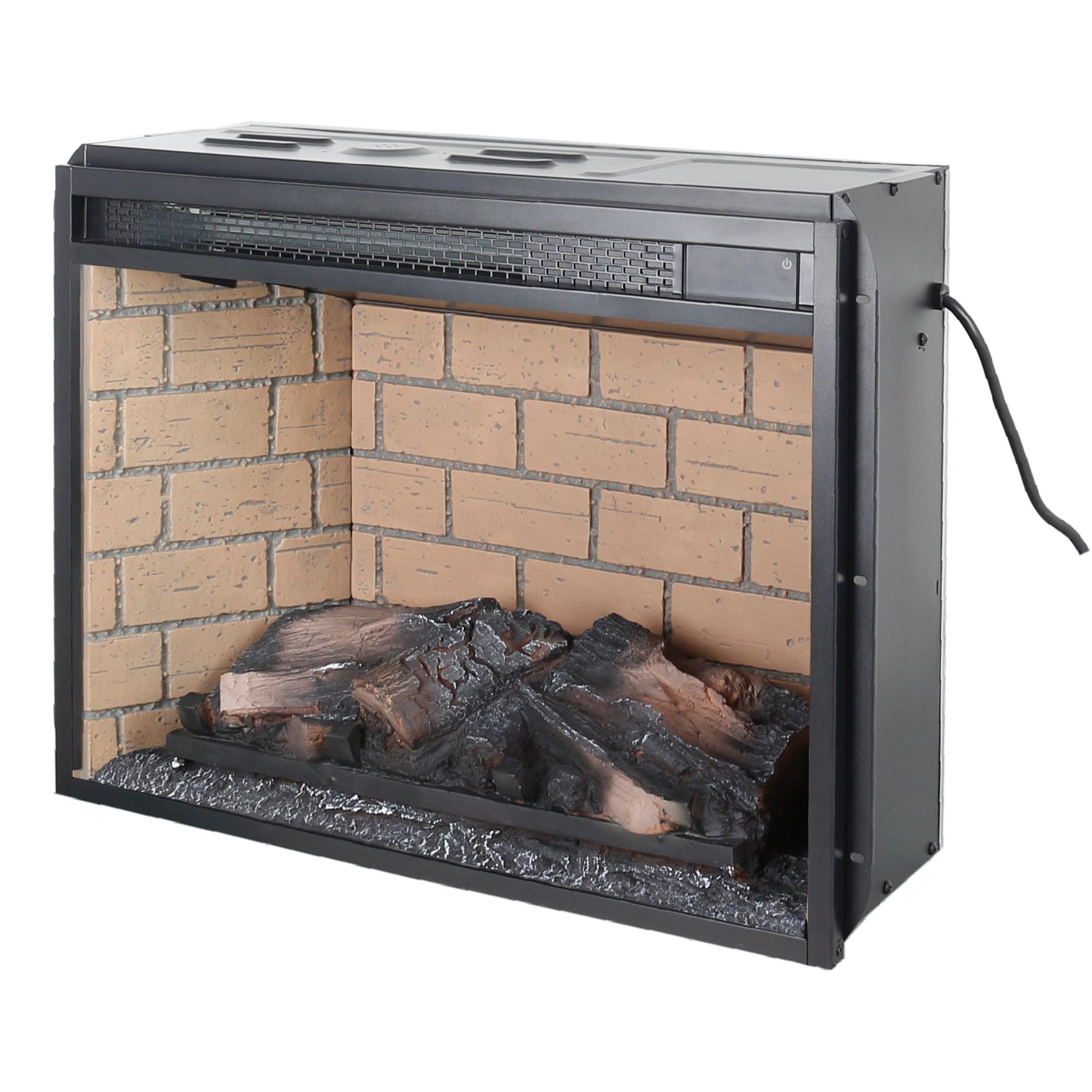 23 inch infrared quartz heater fireplace insert -woodlog version with brick image 11