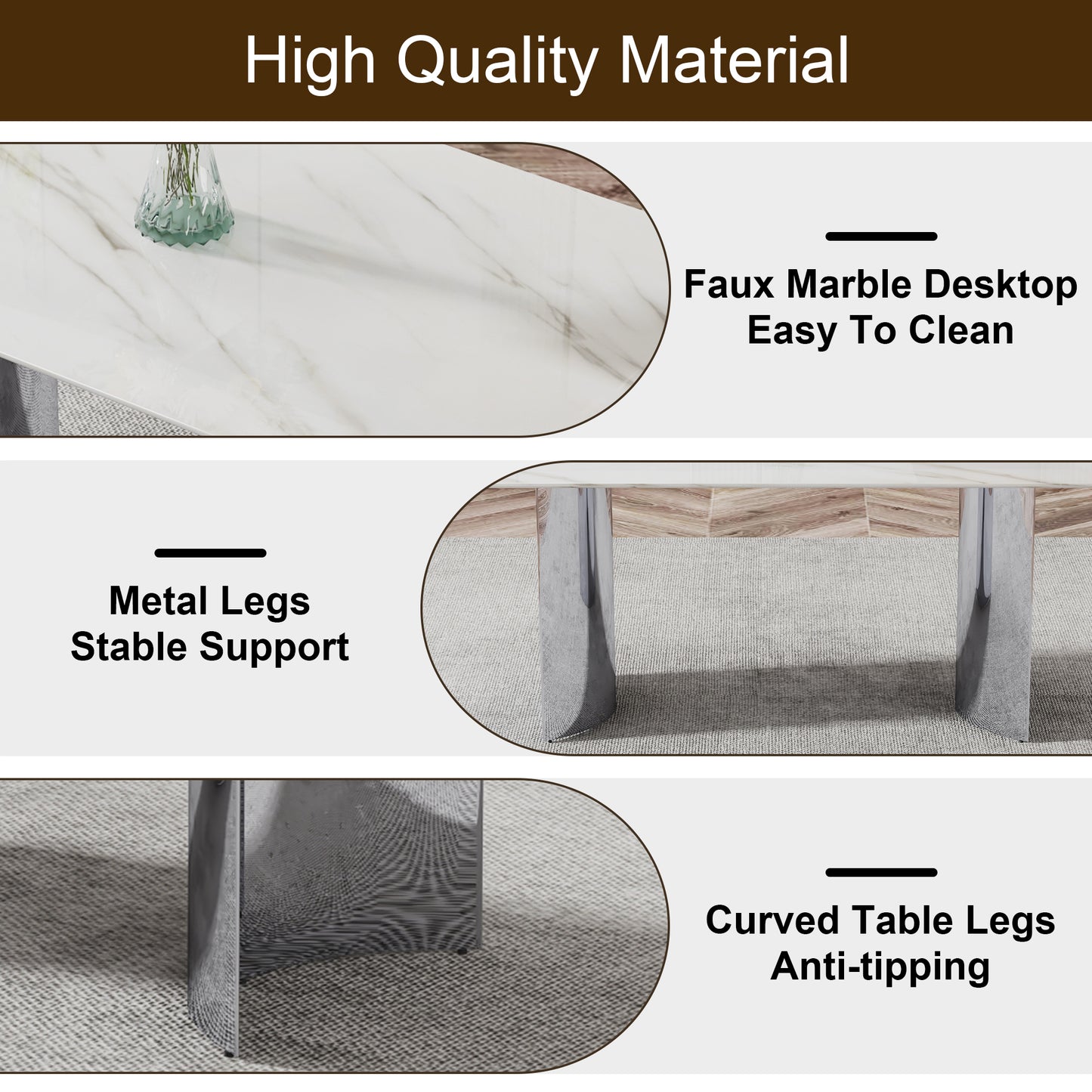 ONLY TABLE TOP. 71" x 39.4" Glass Table Top, White Marble Vein Tempered Glass with White Sticker, Replacement Tabletop for Dining Table, Coffee Table, Desk (TABLETOP ONLY). image 5