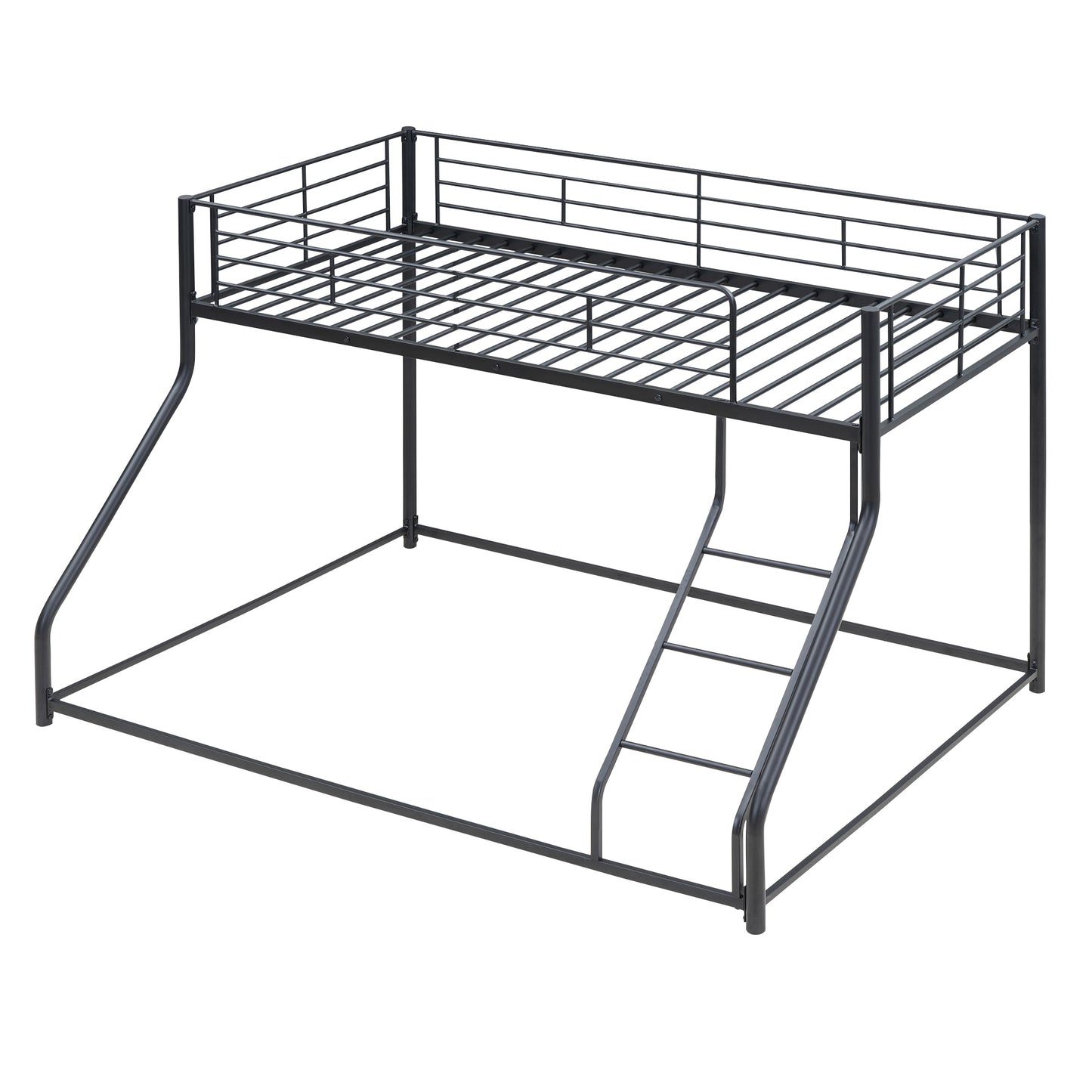 Metal Floor Bunk Bed, Twin XL over Queen, Black image 12