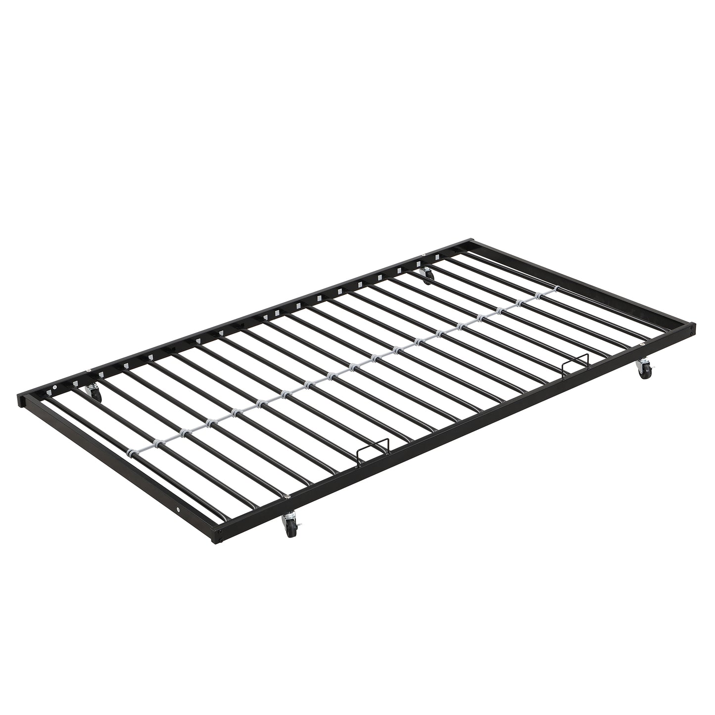 Twin Over FULL Metal Bunk Bed with Trundle 2 - Side Ladder and Full-Length Guardrail, No Box Spring Needed, Large Under Bed Storage, Easy Assemble, Black & Brown image 12