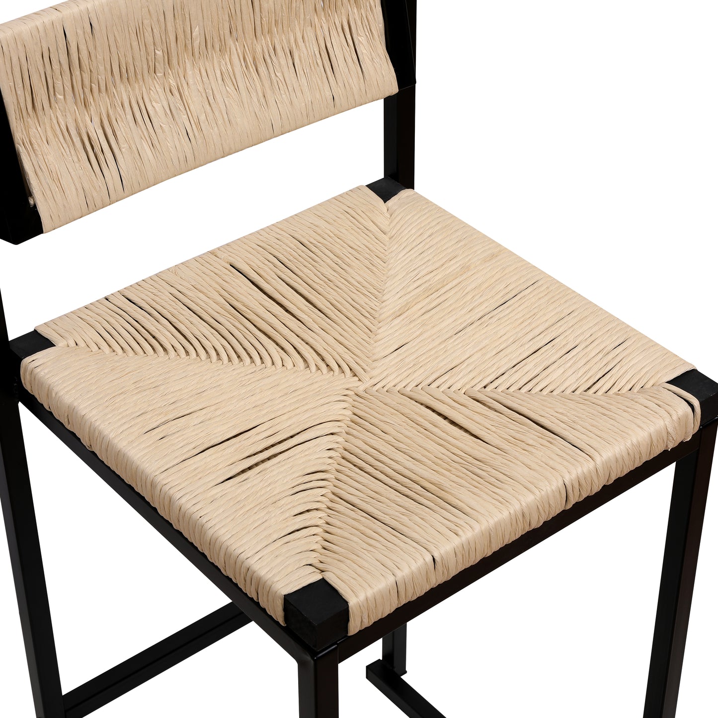 Creamy White Paper Rope Woven Bar Stools Set of 2 Hand Weave Counter Stool with footrest for Kitchen Island, Dining Room (Creamy White) image 12