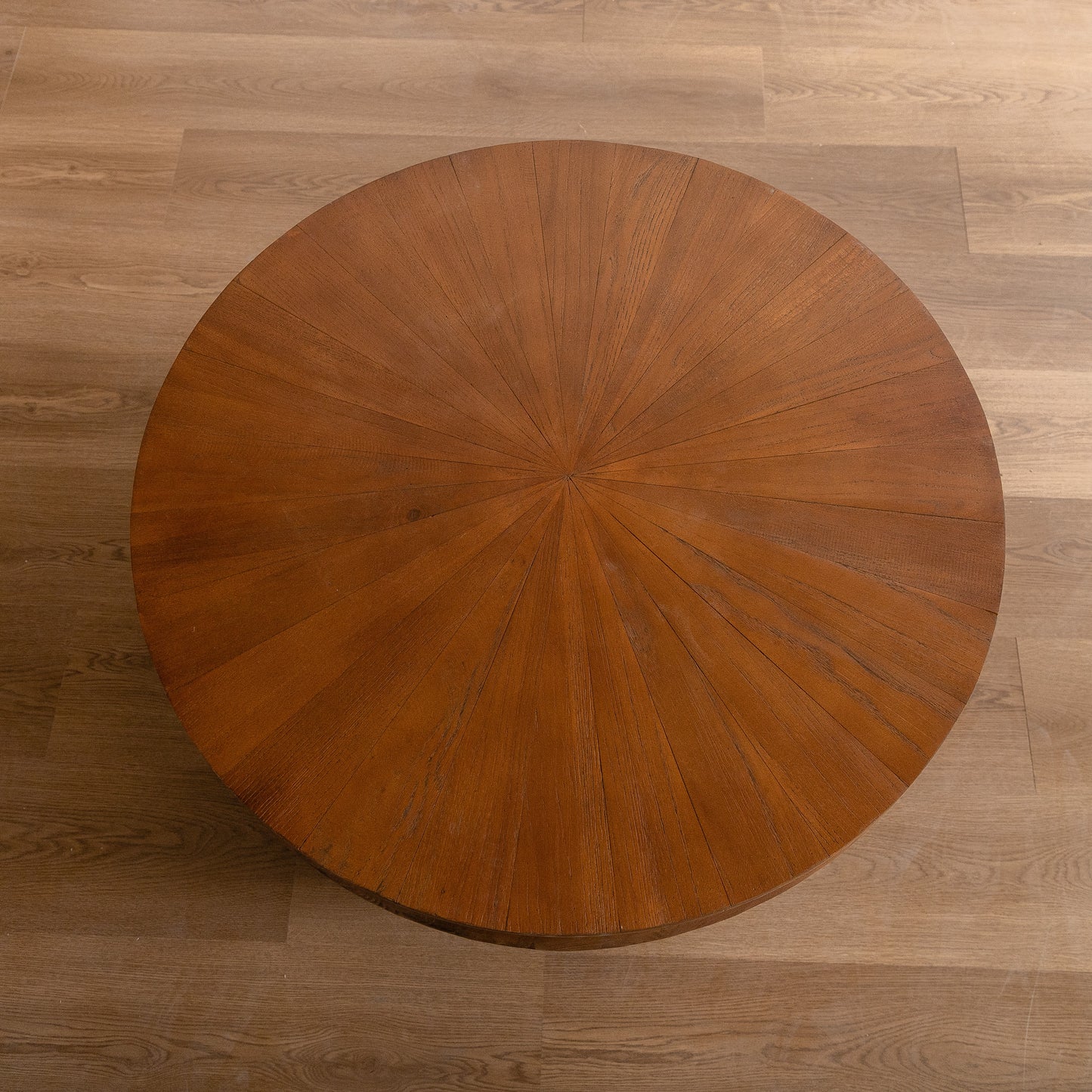 31.50"Vintage Style Bucket Shaped Coffee Table with storage function, for Office, Dining Room and Living Room, Brown image 12